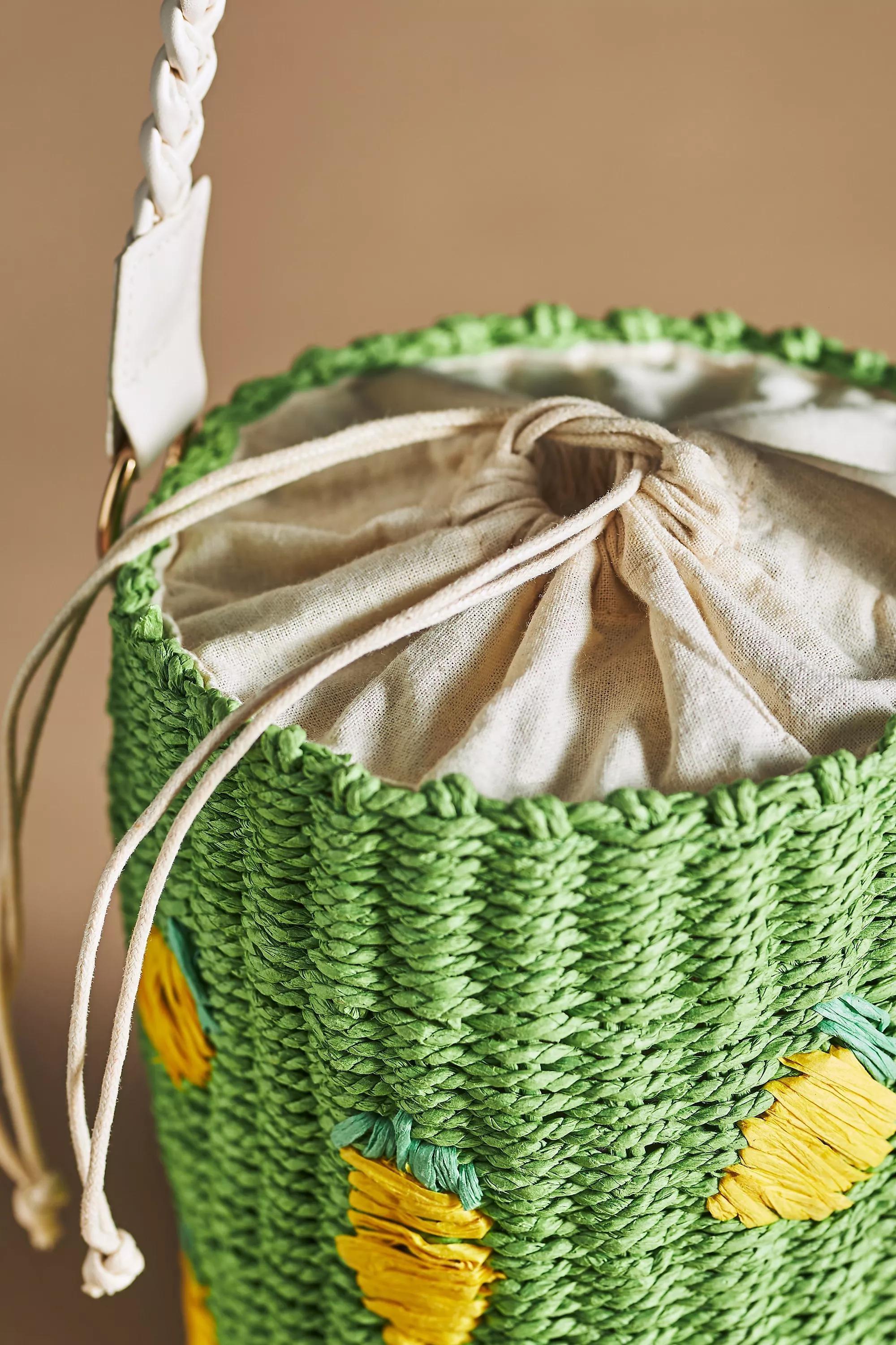 By Anthropologie Fruit Raffia Satchel, Green, A501_0030, large image number 2
