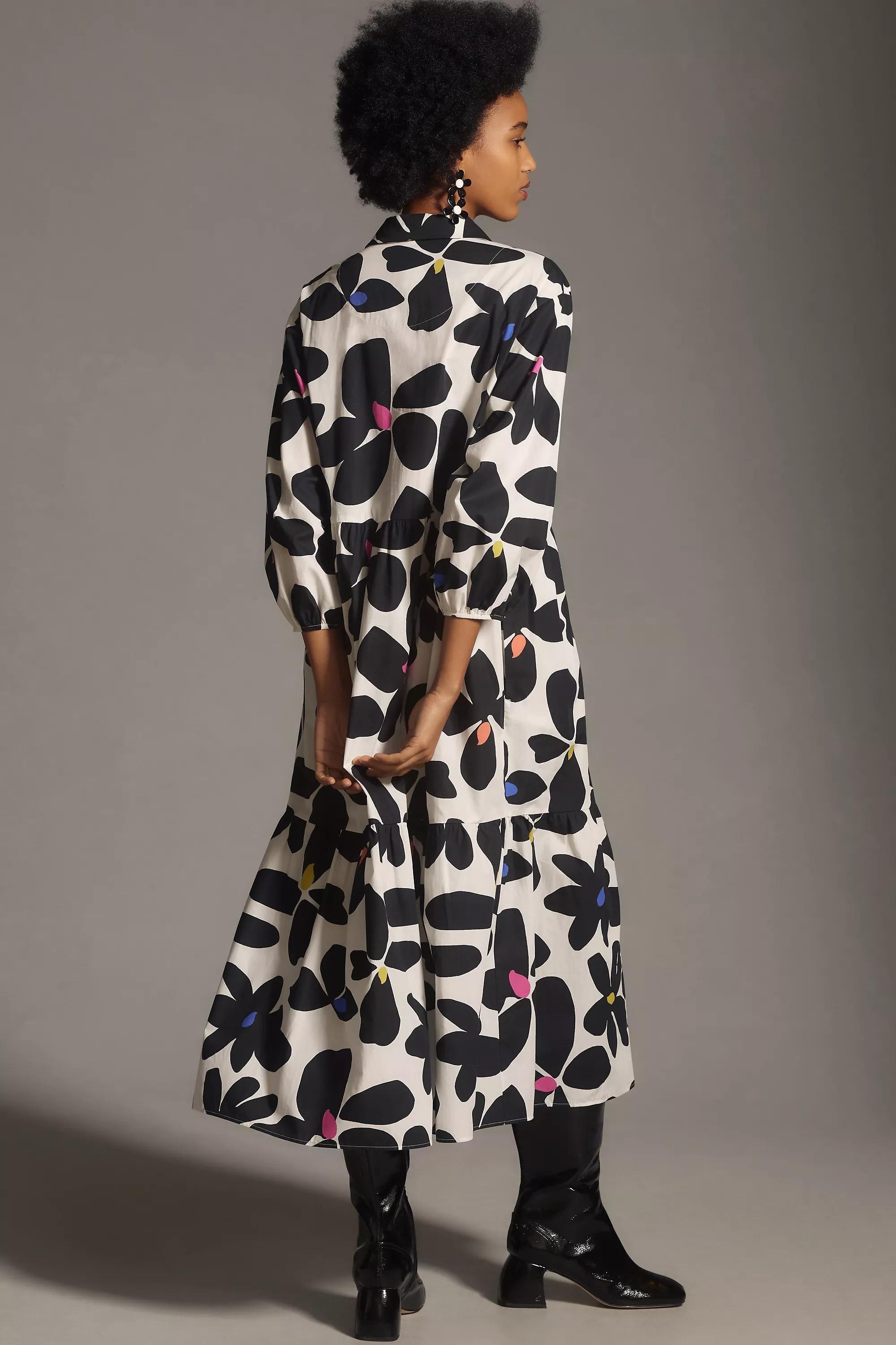 By Maeve The Bettina Tiered Midi Shirt Dress, Multicolour, , large image number 1