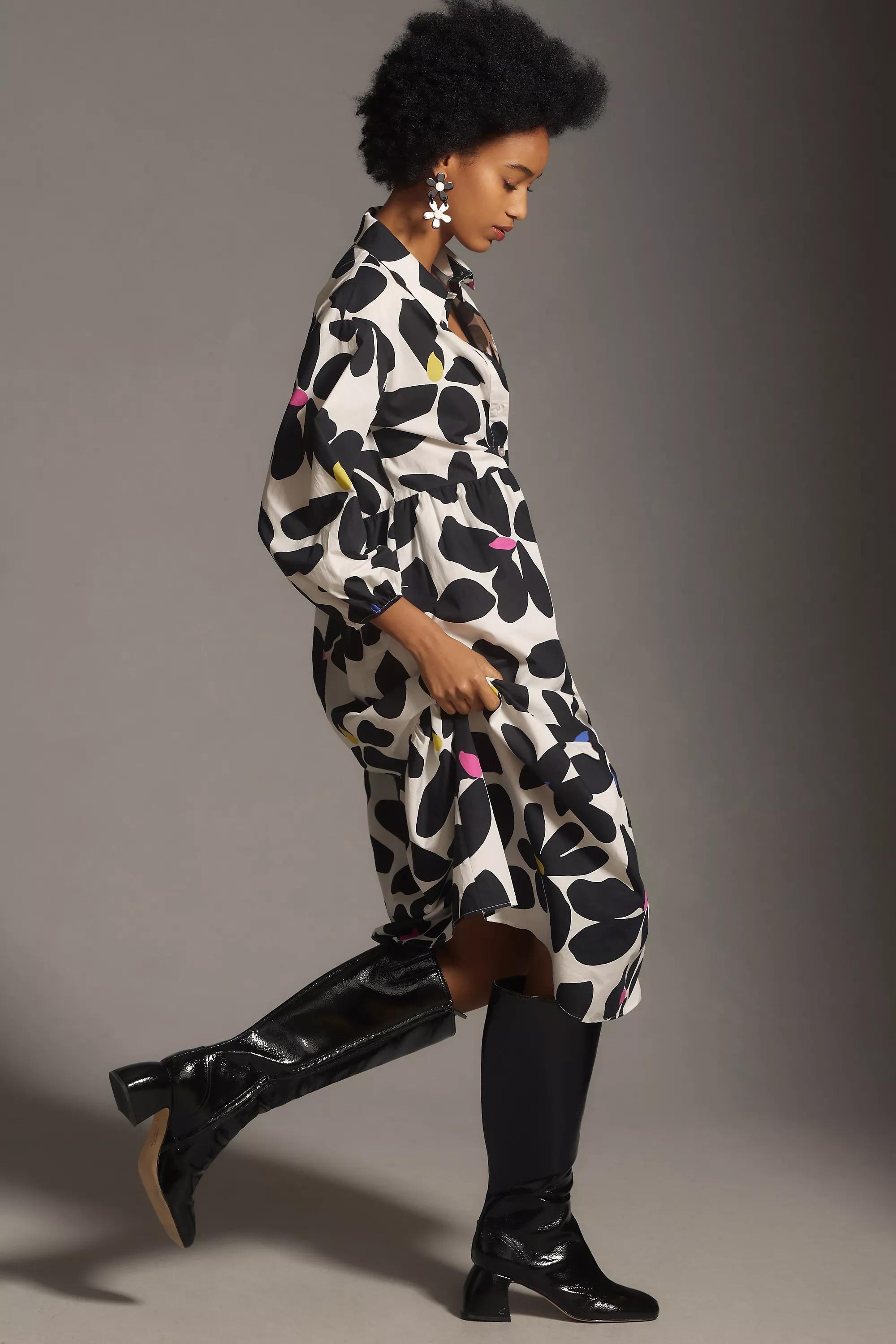 By Maeve The Bettina Tiered Midi Shirt Dress, Multicolour, , large image number 3