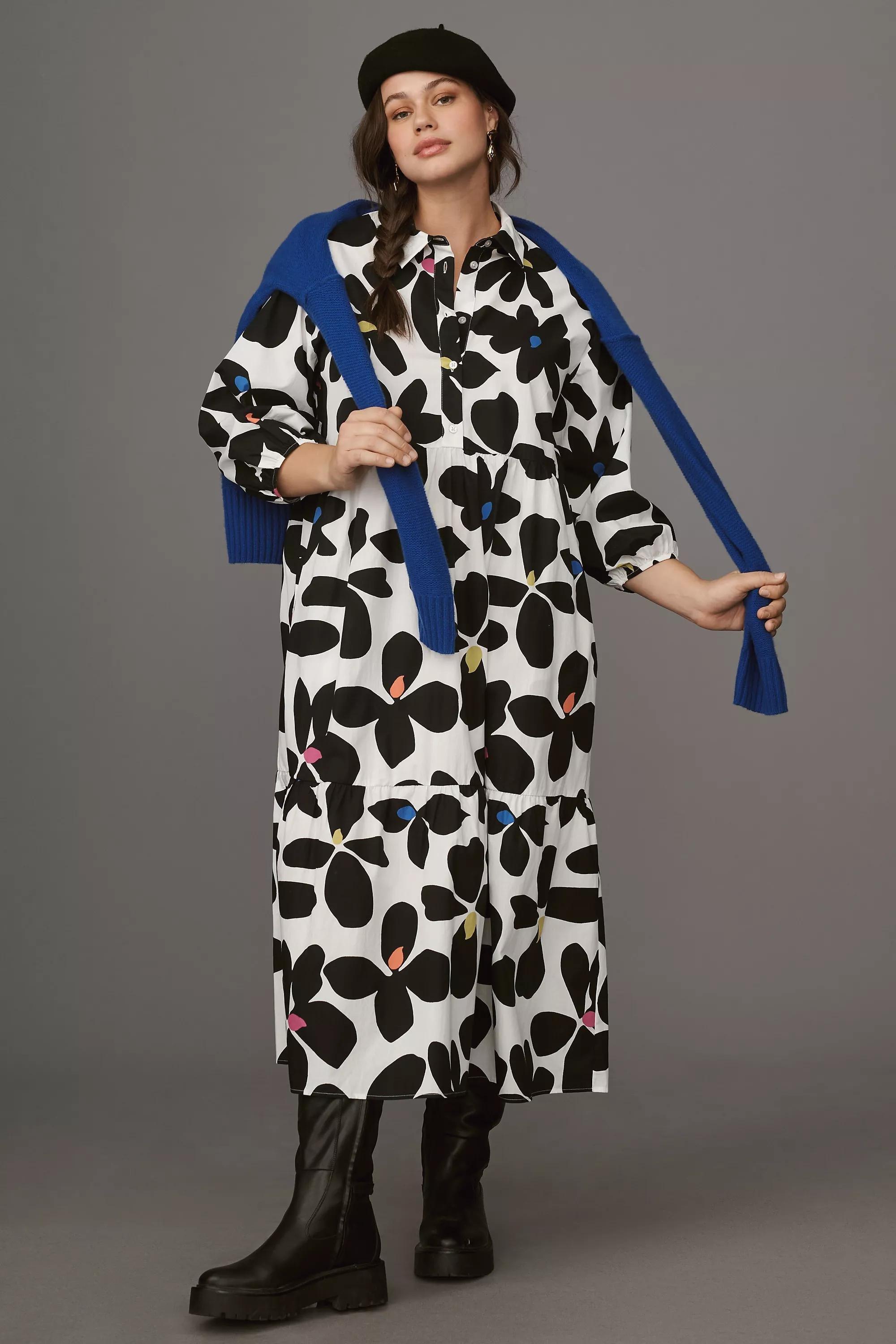 By Maeve The Bettina Tiered Midi Shirt Dress, Multicolour, , large image number 4