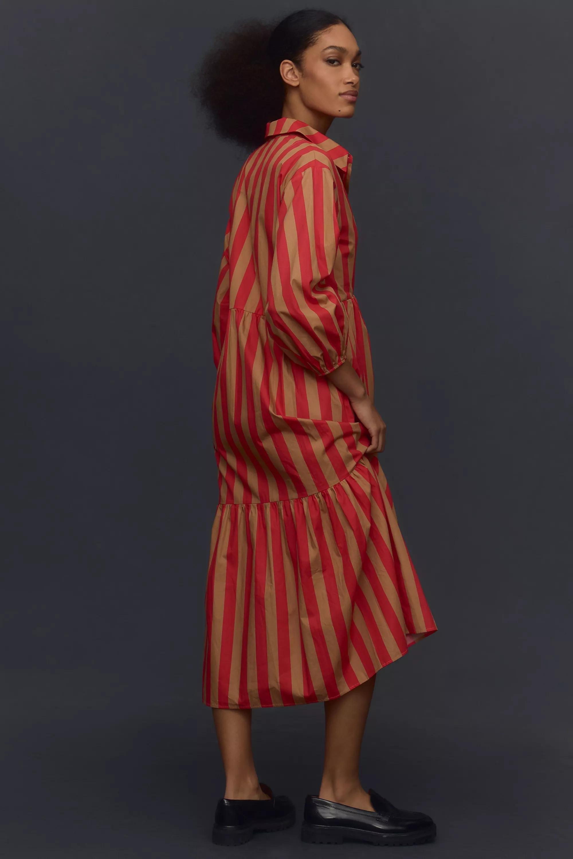 By Meave Tiered Shirt Dress, Red, , large image number 0