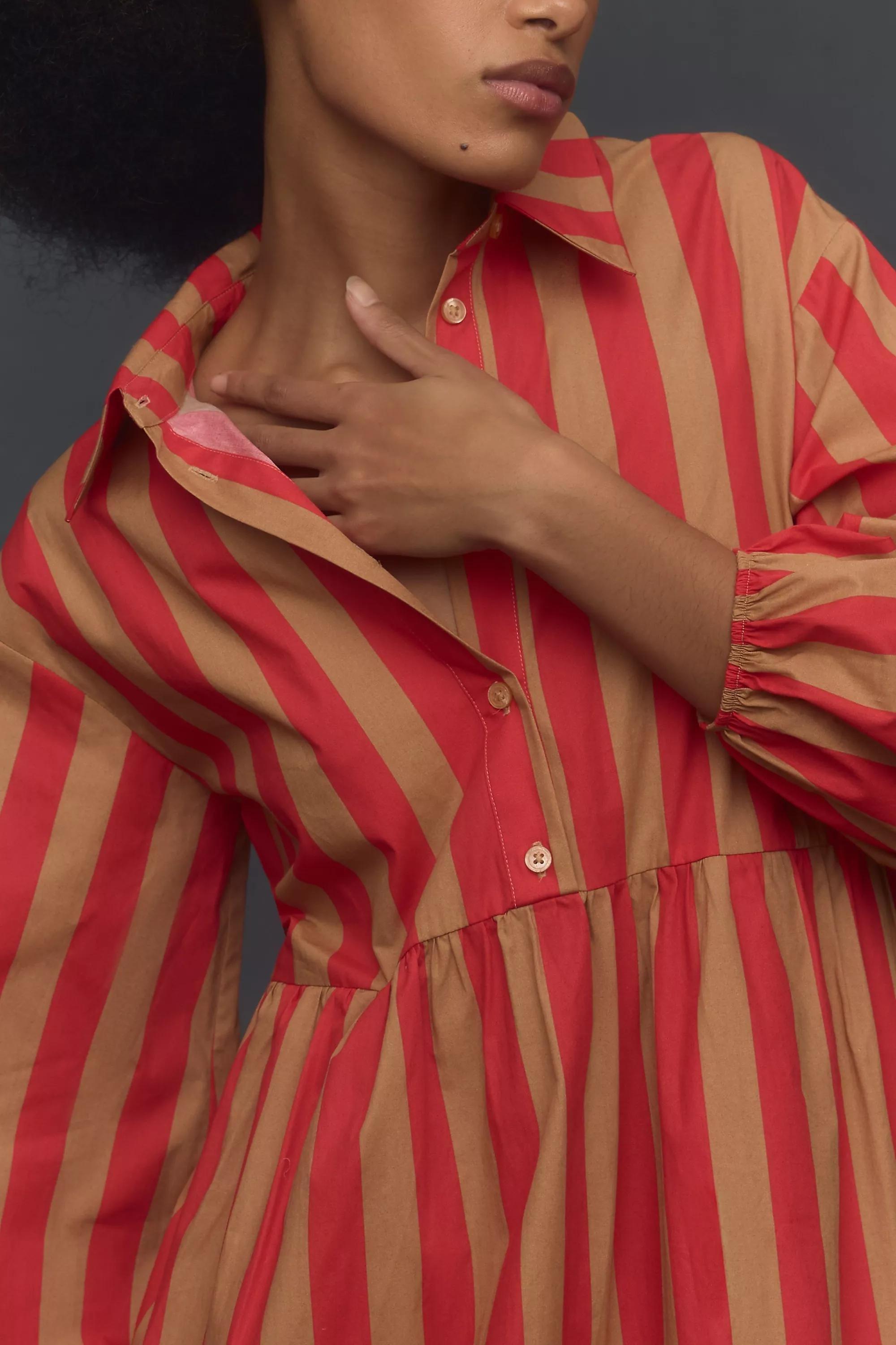 By Meave Tiered Shirt Dress, Red, , large image number 2