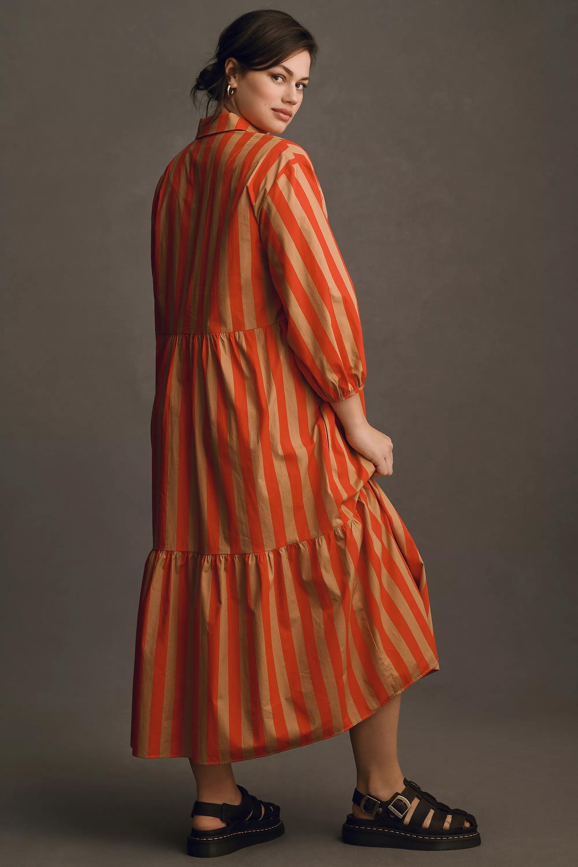 By Meave Tiered Shirt Dress, Red, , large image number 3