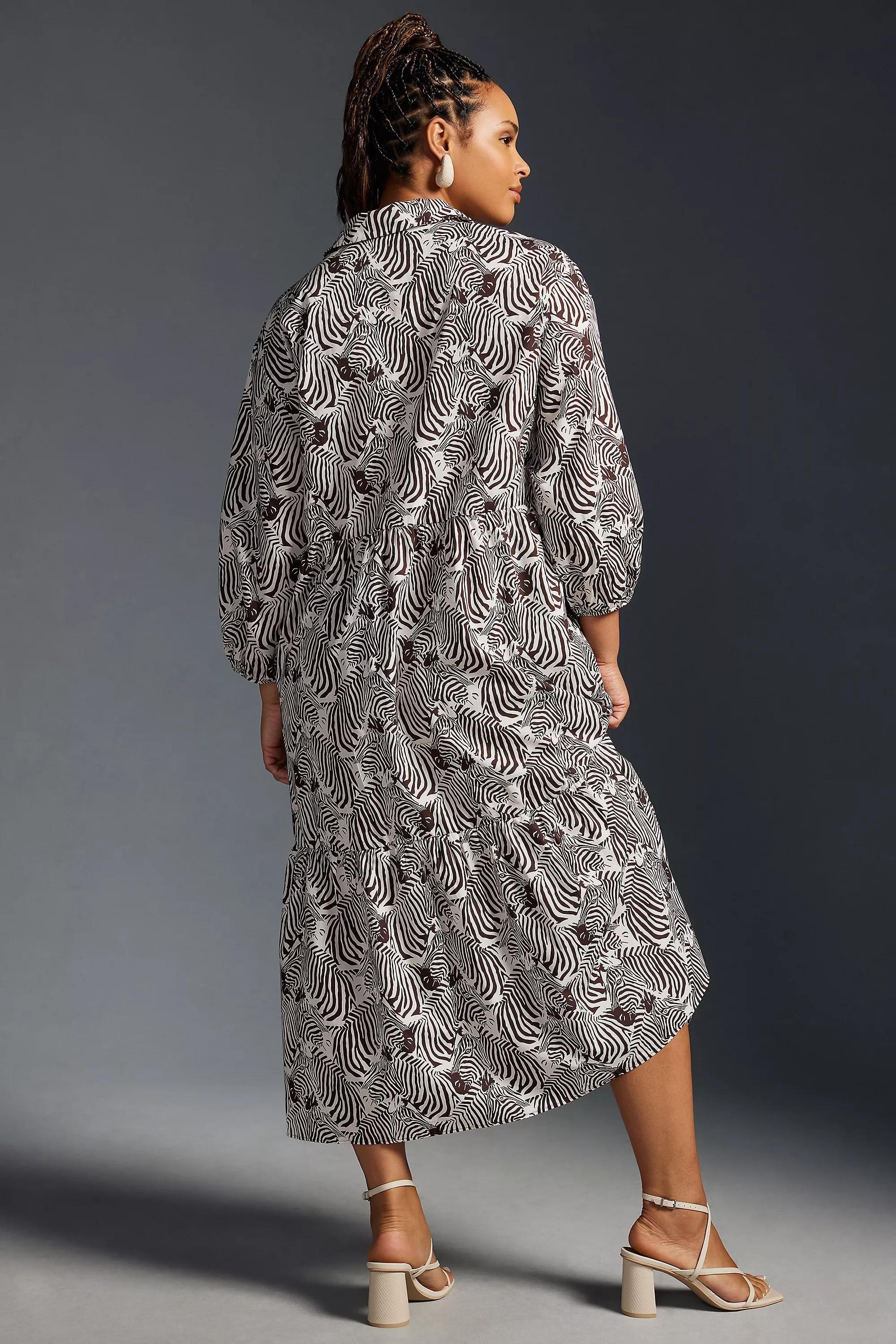 Motif The Bettina Tiered Shirt Dress, Brown, , large image number 1
