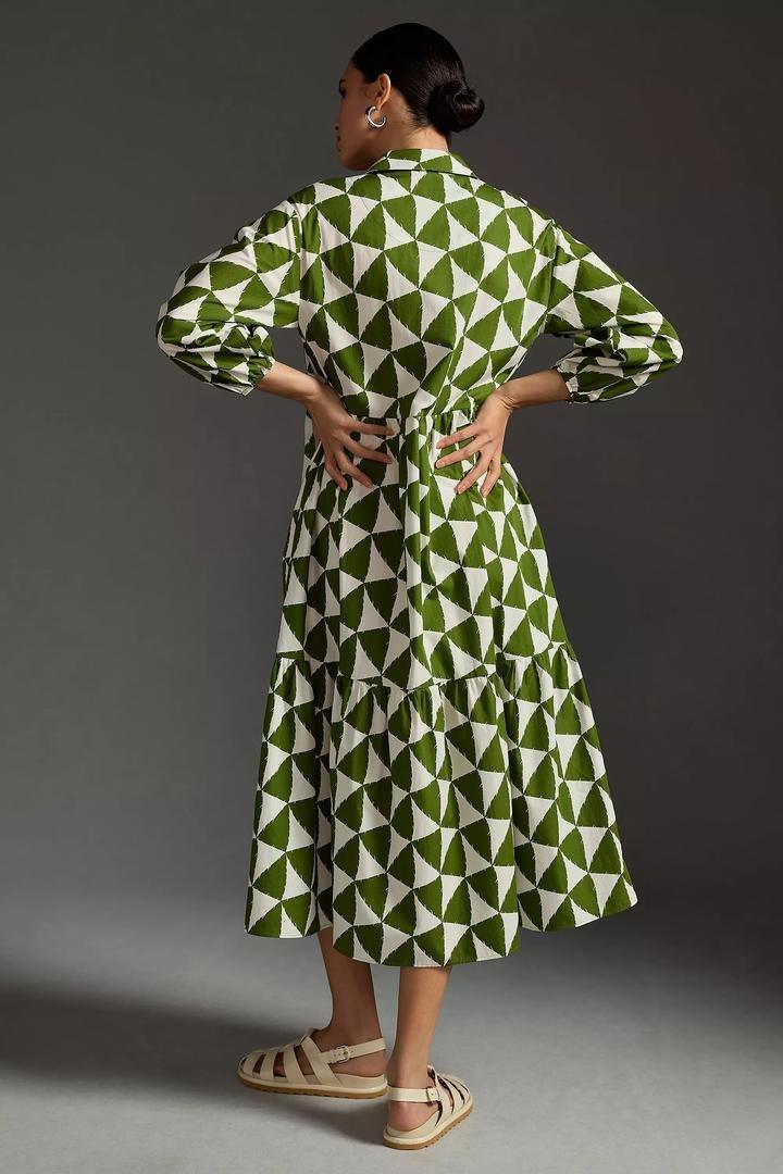 Maeve Tiered Shirt Dress, Green, , large image number 2