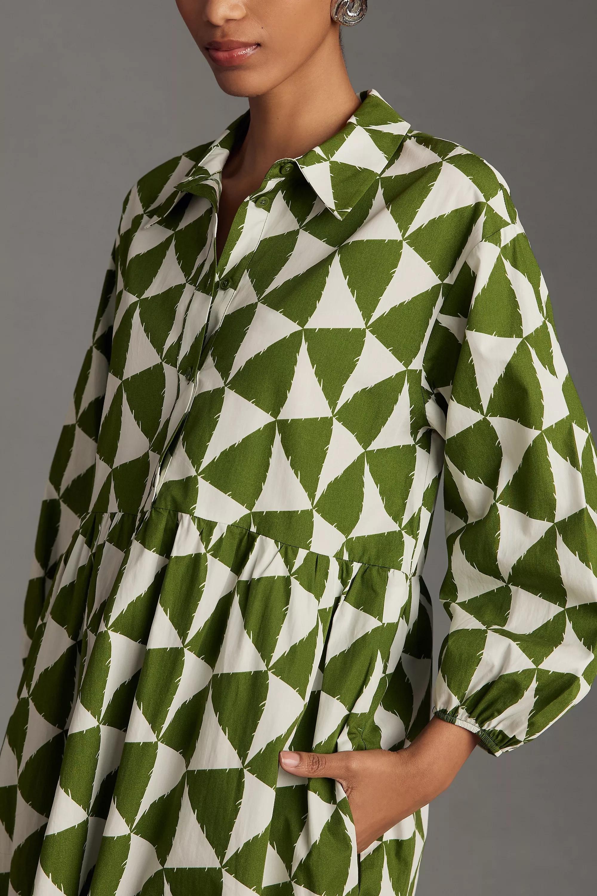 Maeve Tiered Shirt Dress, Green, , large image number 3