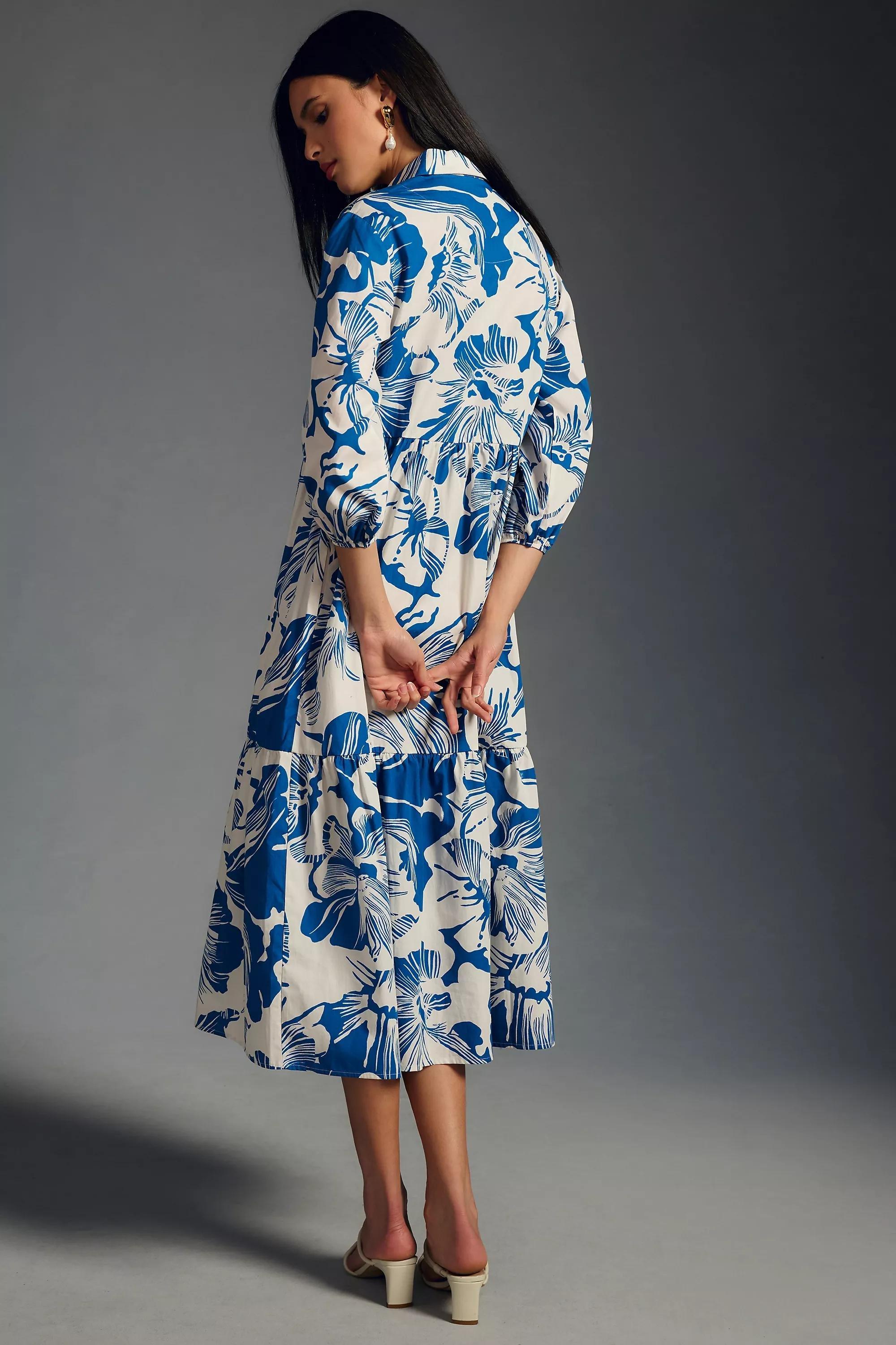 The Bettina Tiered Shirt Dress, Blue, , large image number 2