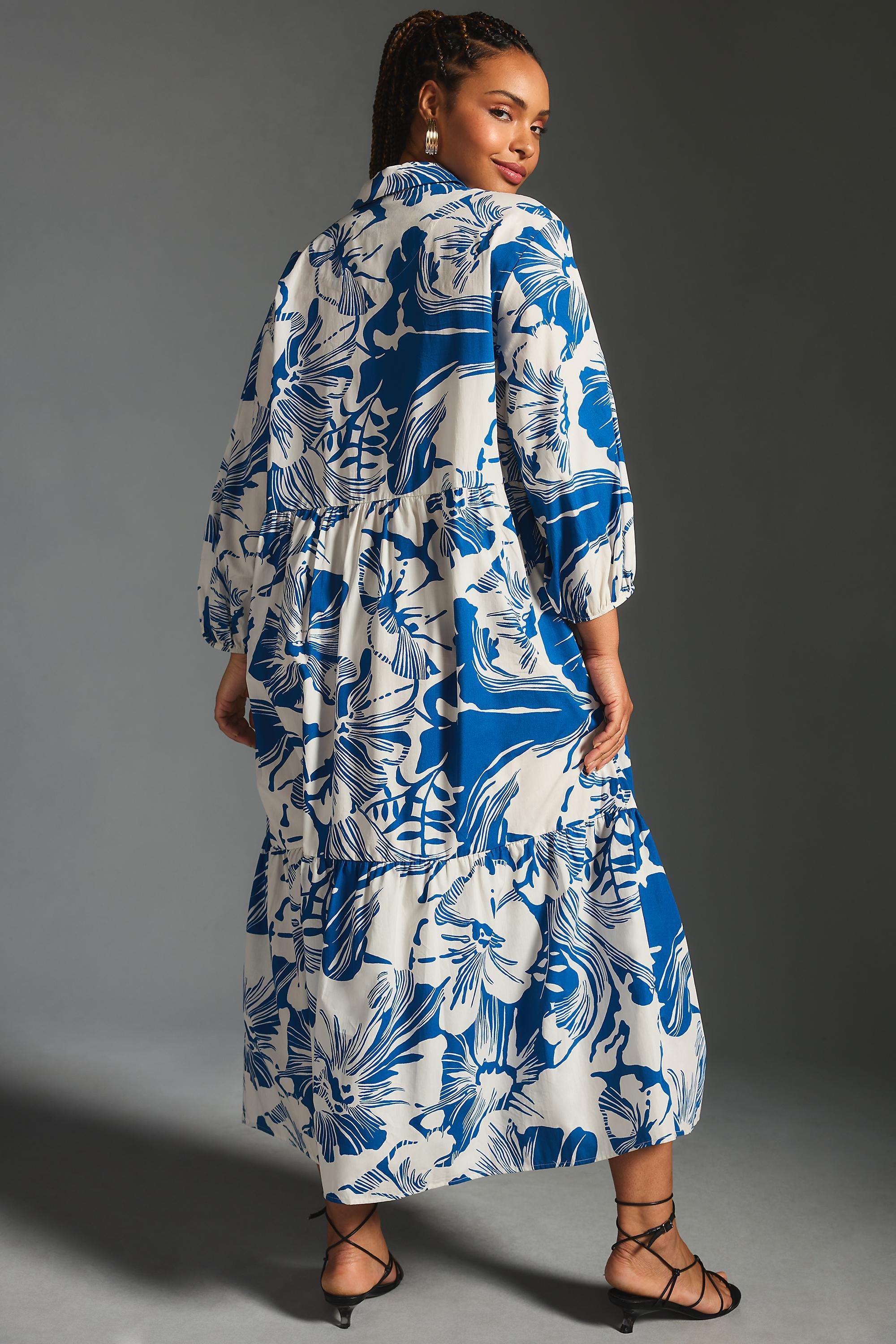 The Bettina Tiered Shirt Dress, Blue, , large image number 3