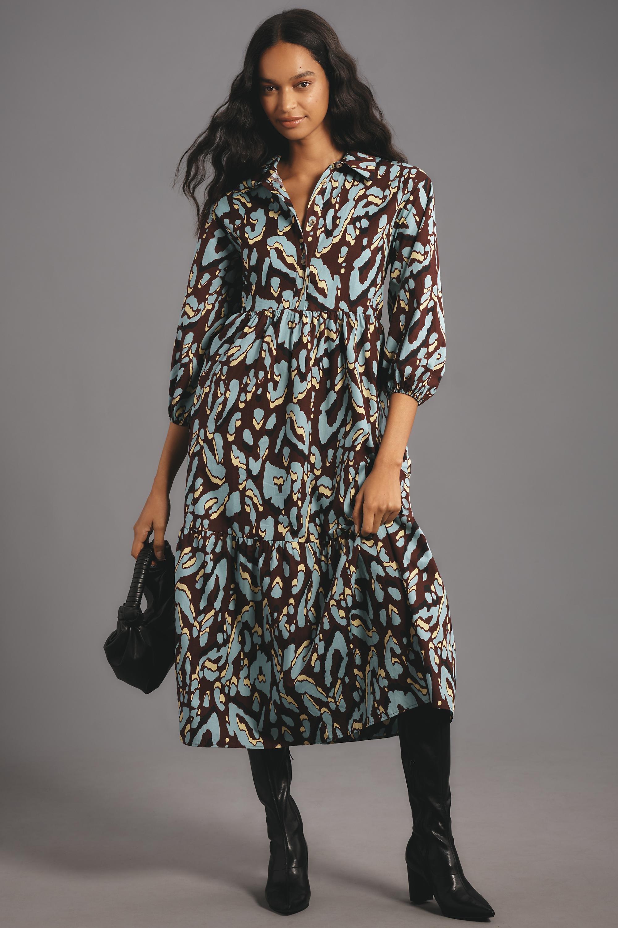 The Bettina Tiered Midi Shirt Dress By Maeve, Multicolour, , large image number 0
