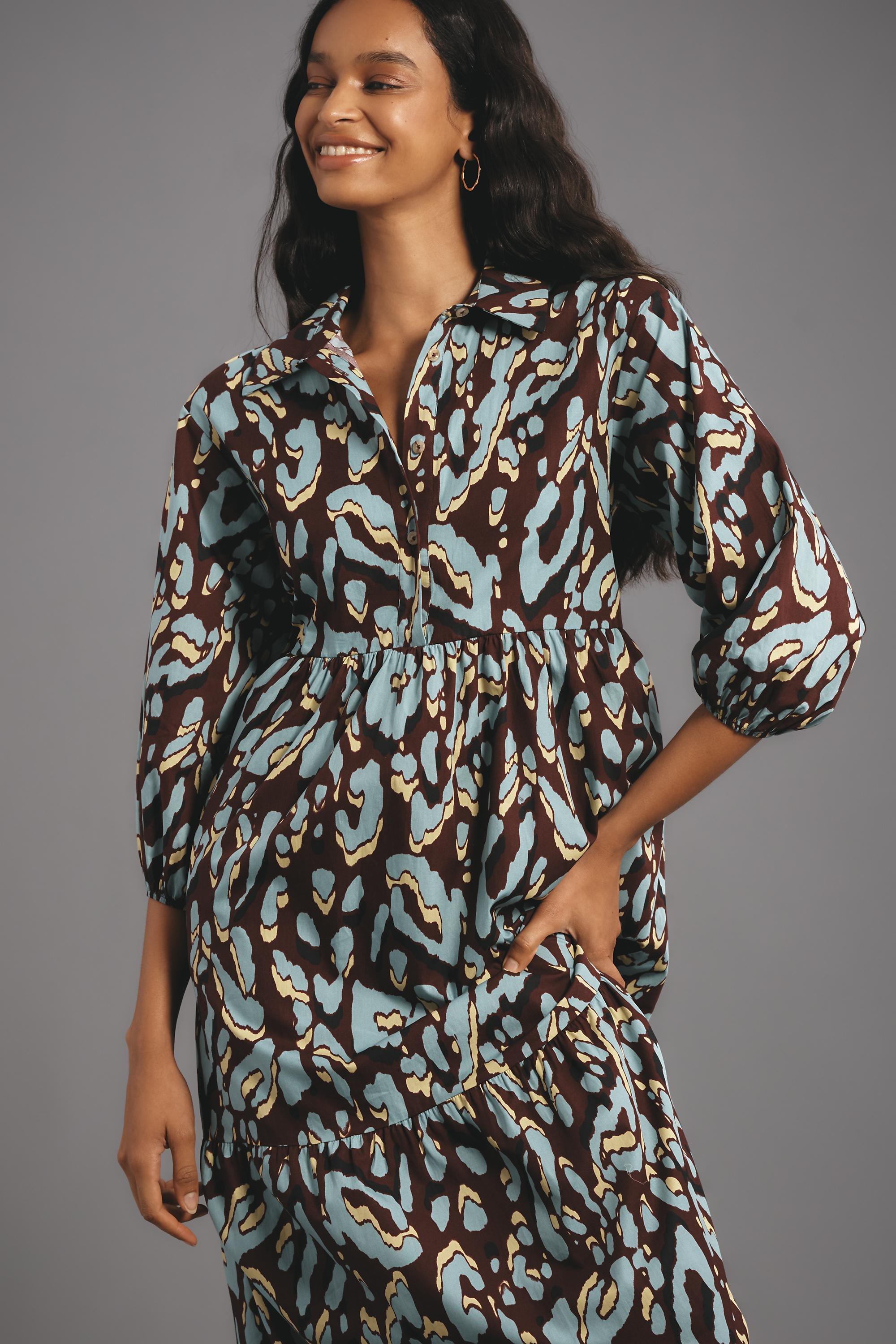 The Bettina Tiered Midi Shirt Dress By Maeve, Multicolour, , large image number 1