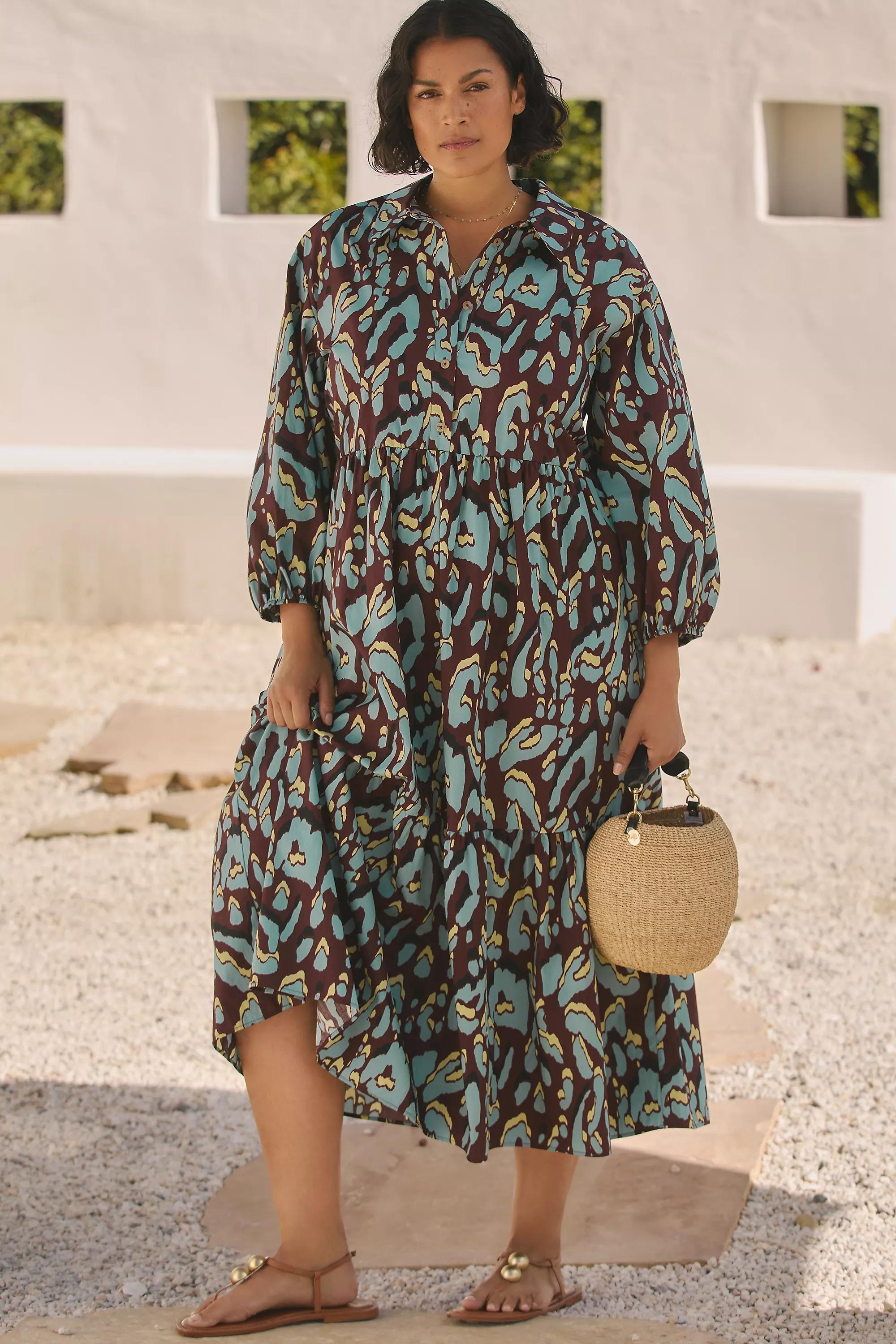 The Bettina Tiered Midi Shirt Dress By Maeve, Multicolour, , large image number 4