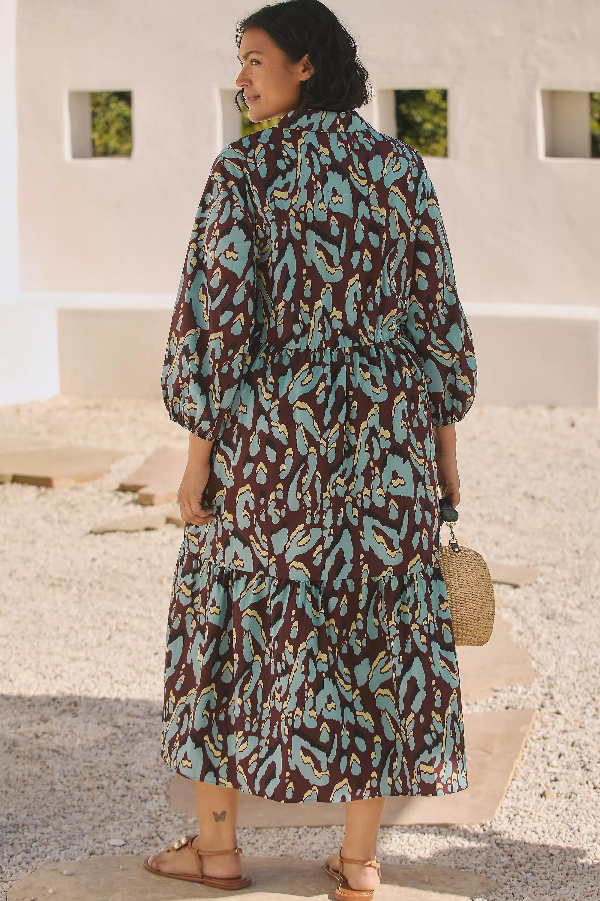 The Bettina Tiered Midi Shirt Dress By Maeve, Multicolour, , large image number 5