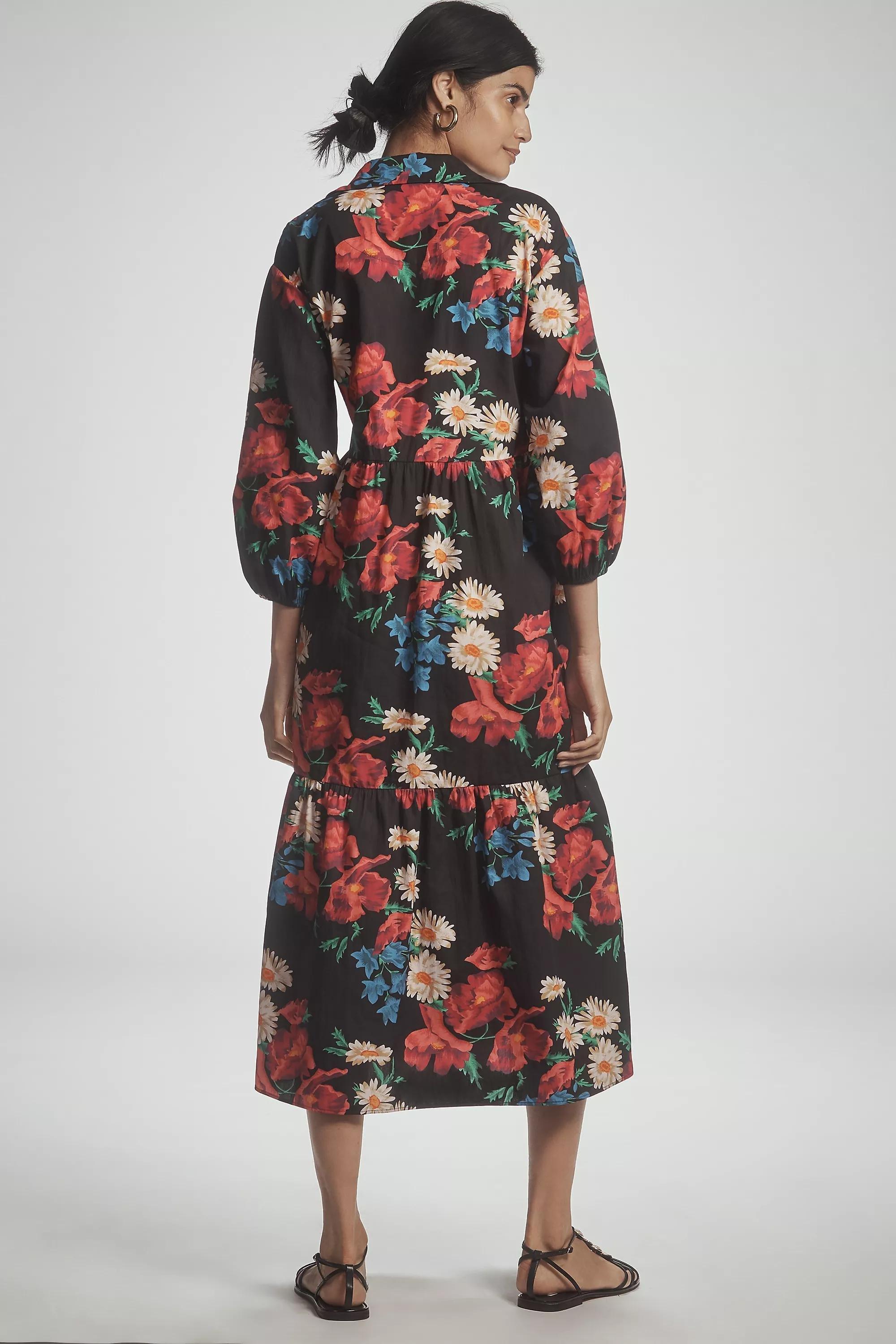 By Maeve The Bettina Tiered Midi Shirt Dress, Pink, A501_0068, large image number 1