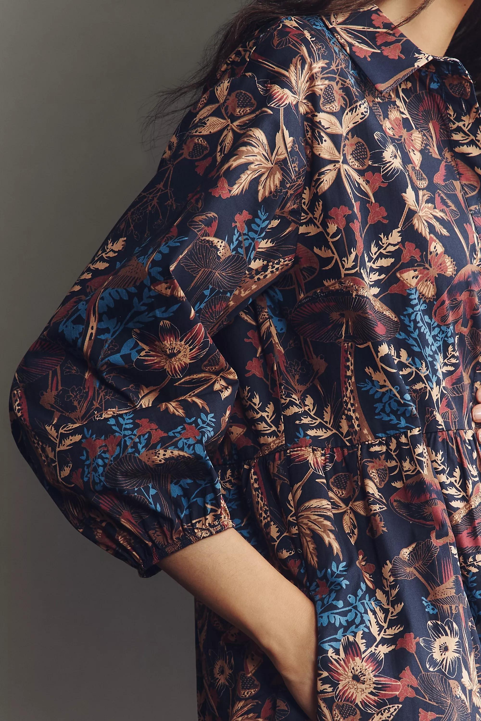 By Maevetiered Midi Shirt Dress, Navy, A501_0439, large image number 1