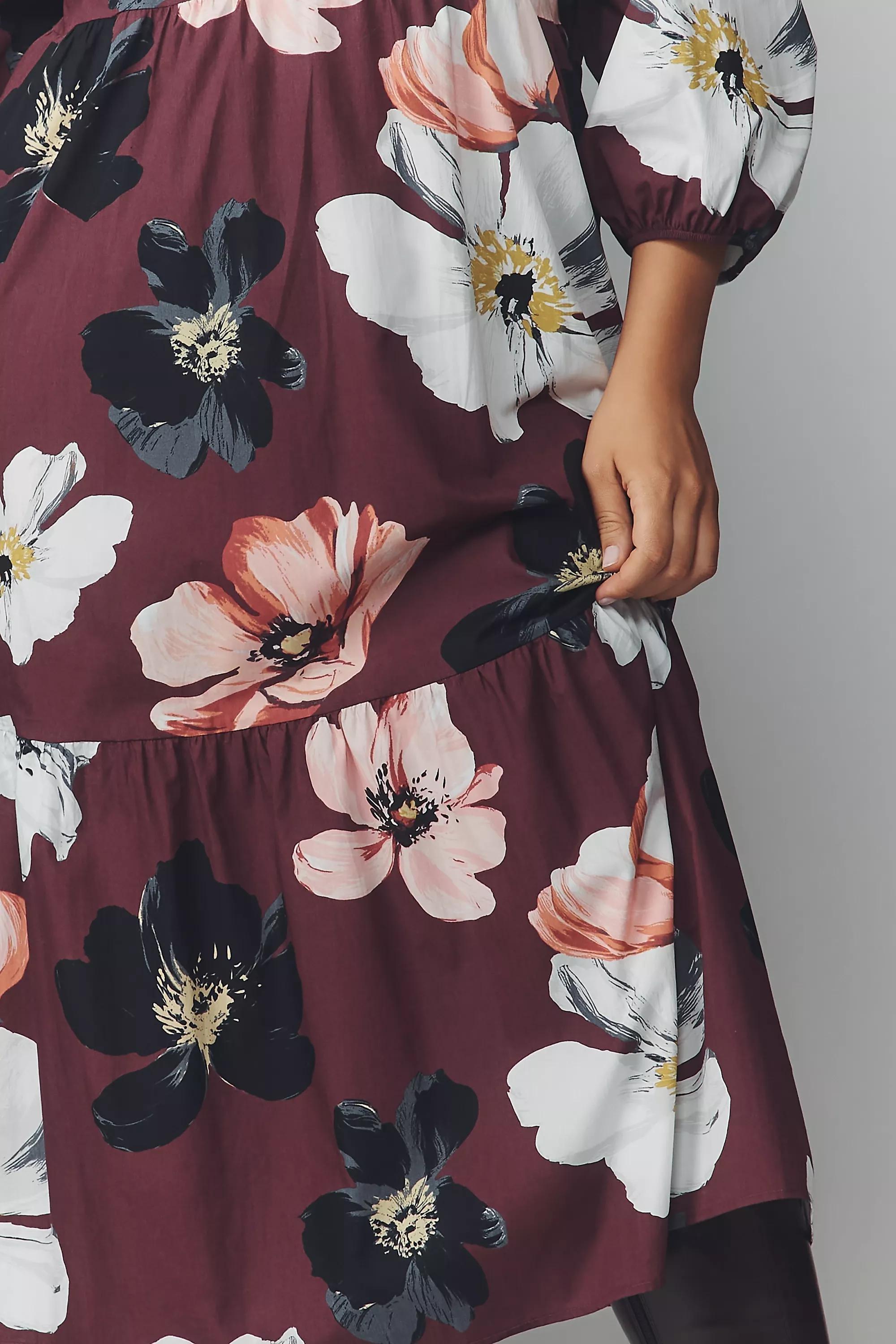 By Maeve The Bettina Tiered Midi Shirt Dress, Burgundy, A501_0627, large image number 4