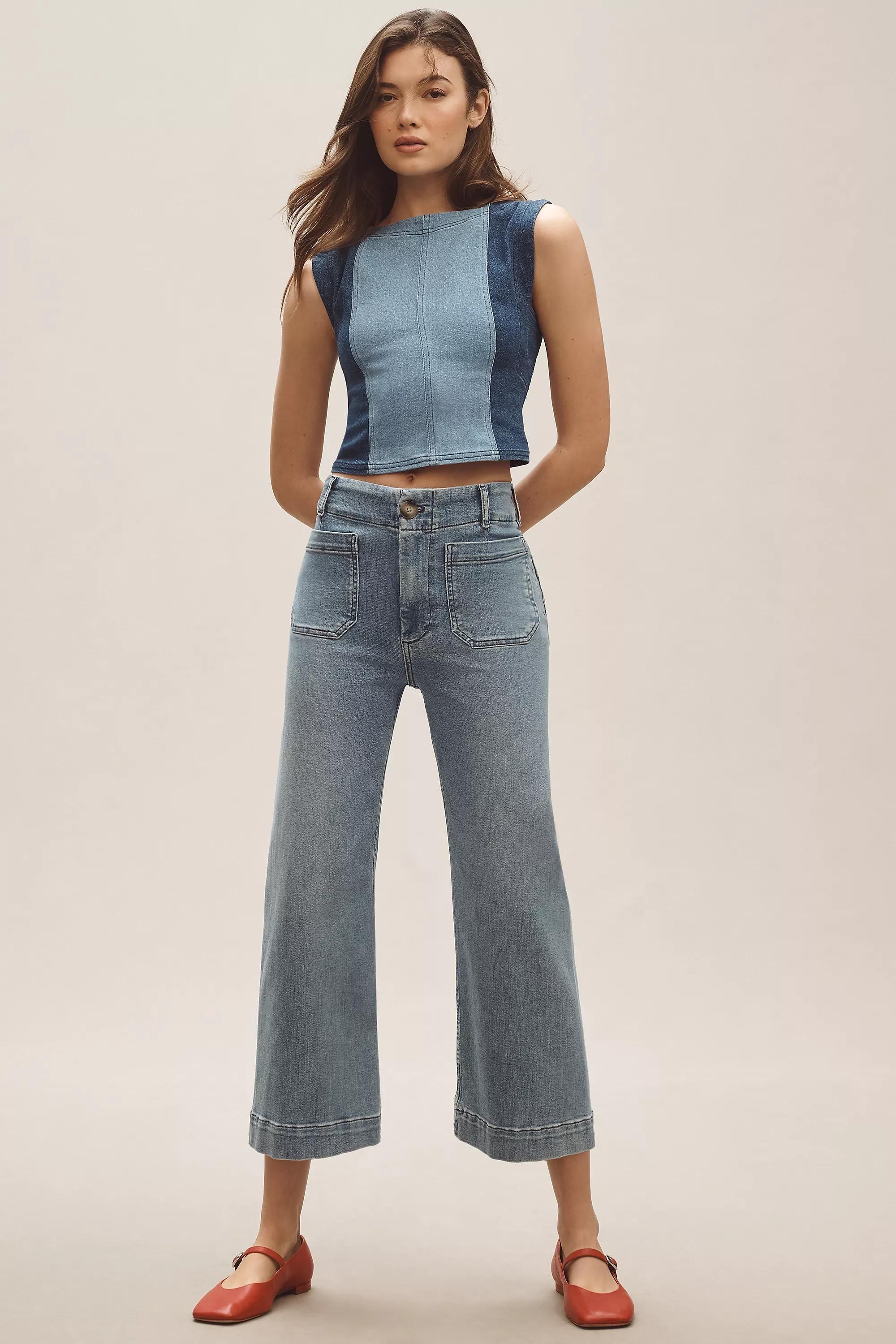 Maeve Colette Cropped Wide-Leg, Blue, , large image number 0