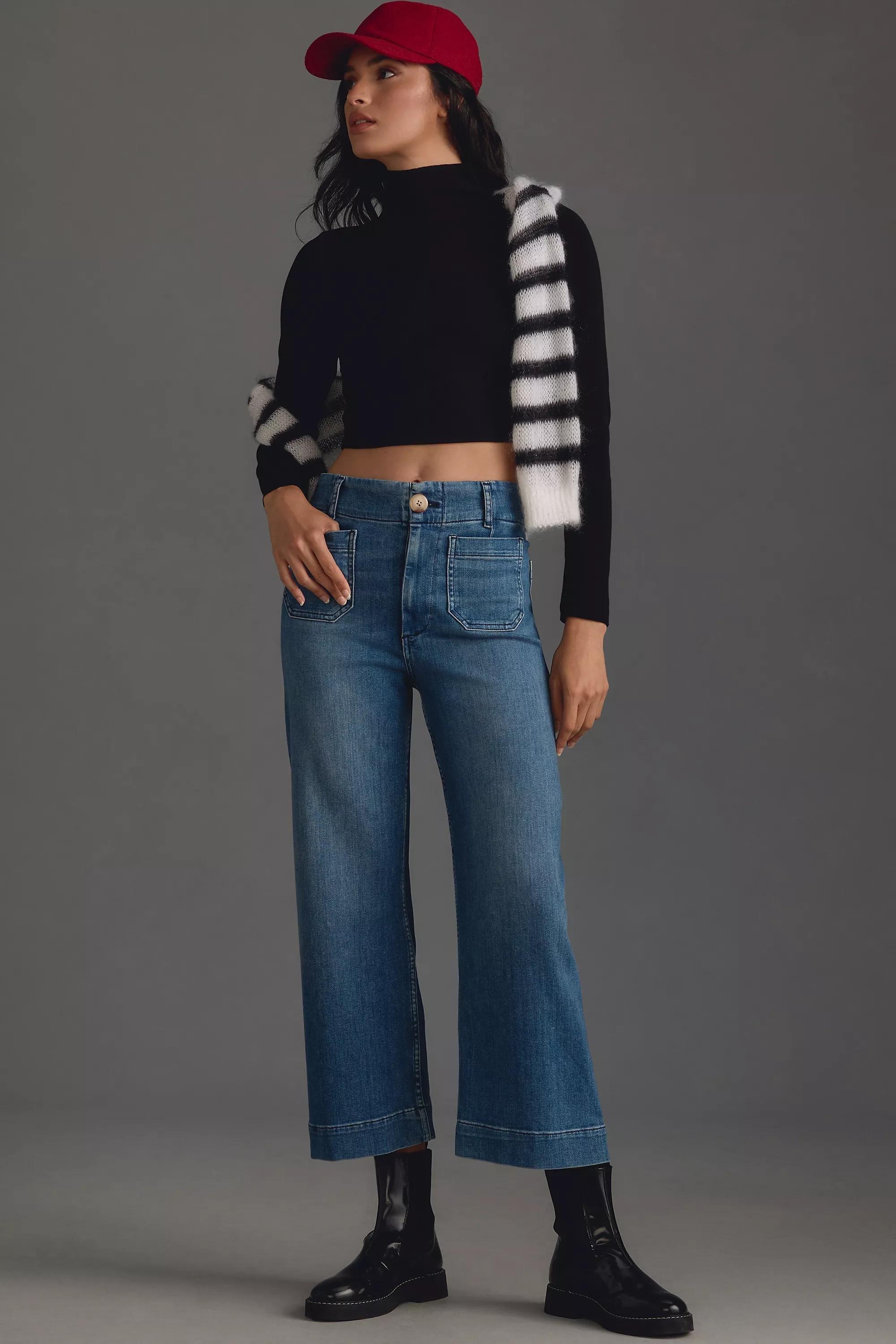 Maeve The Colette Denim Cropped Wide-Leg Jean, Blue, , large image number 0