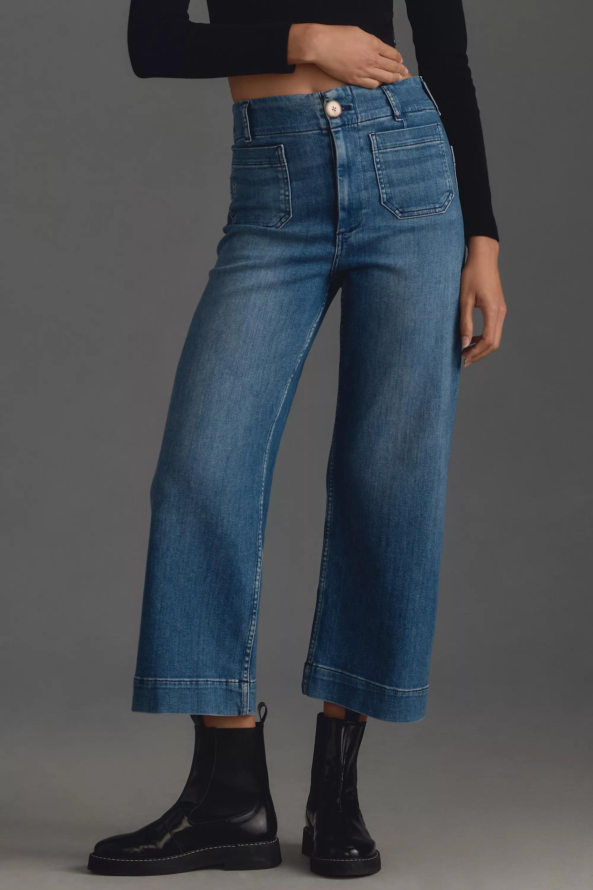 Anthropologie - Maeve The Colette Denim Cropped Wide-Leg Jean, Blue