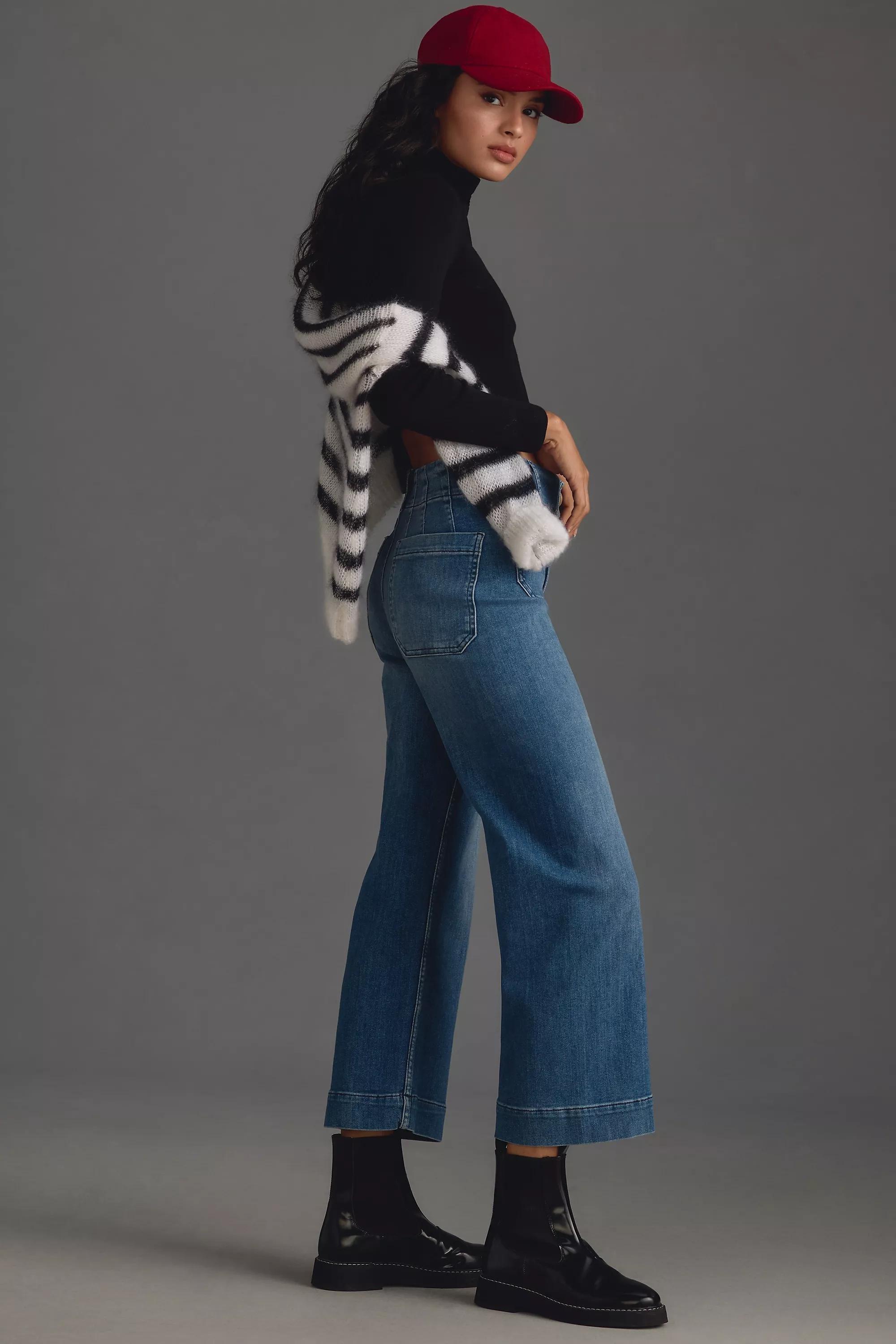 Maeve The Colette Denim Cropped Wide-Leg Jean, Blue, , large image number 2