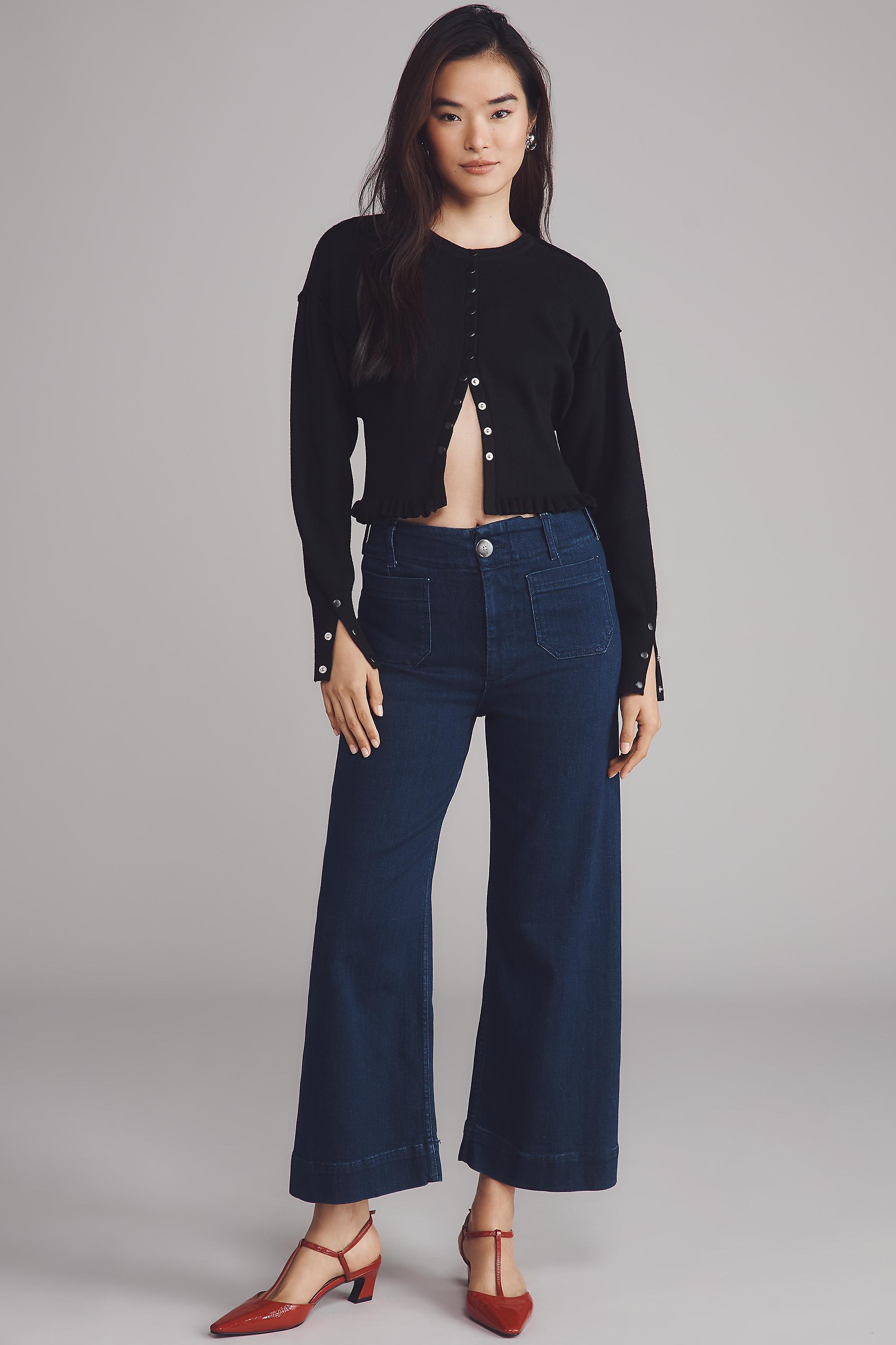 By Maeve The Colette Denim Cropped Wide-Leg Jeans, Navy, Blue, medium