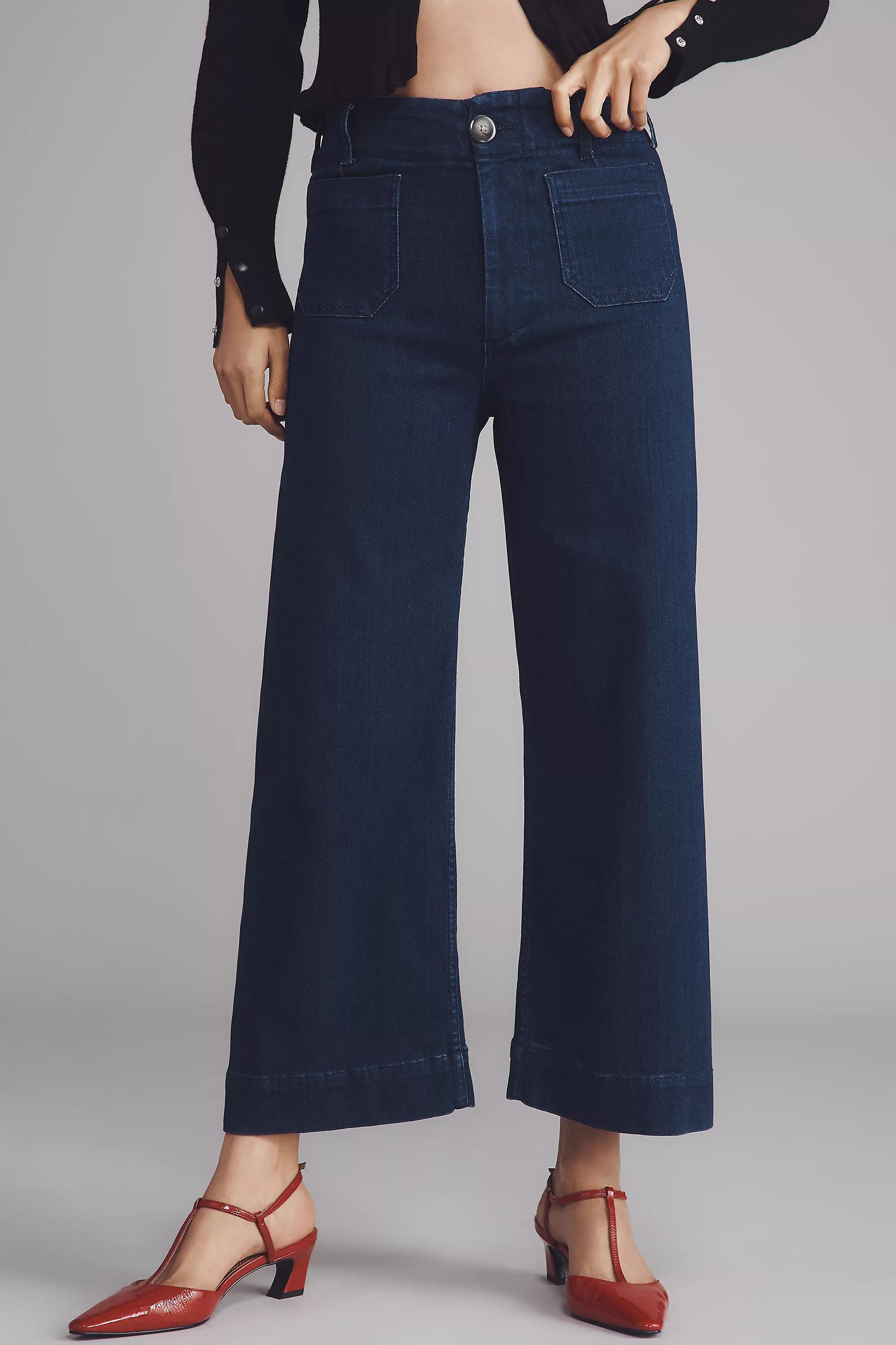 By Maeve The Colette Denim Cropped Wide-Leg Jeans, Navy, Blue, large image number 1