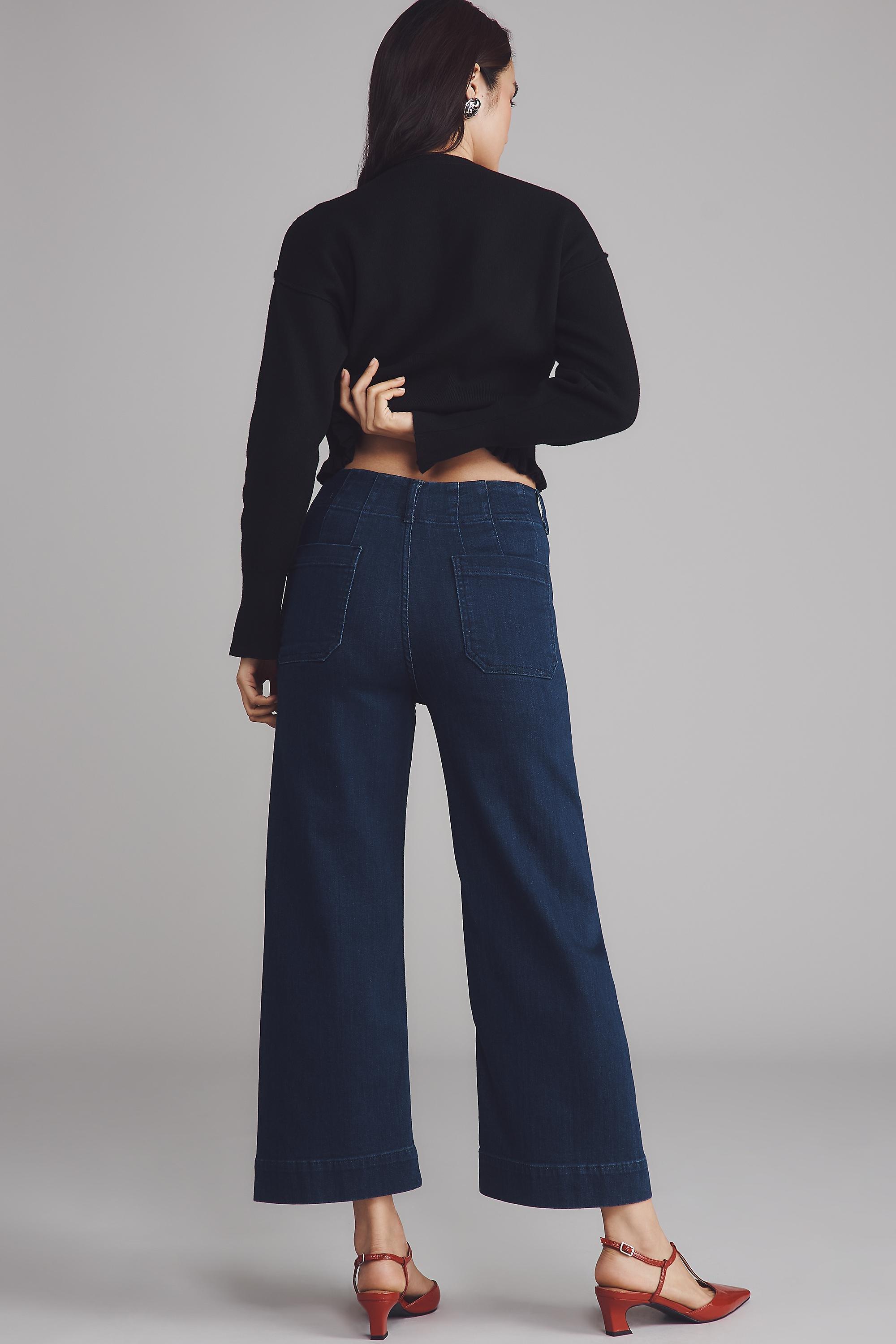 By Maeve The Colette Denim Cropped Wide-Leg Jeans, Navy, Blue, large image number 2