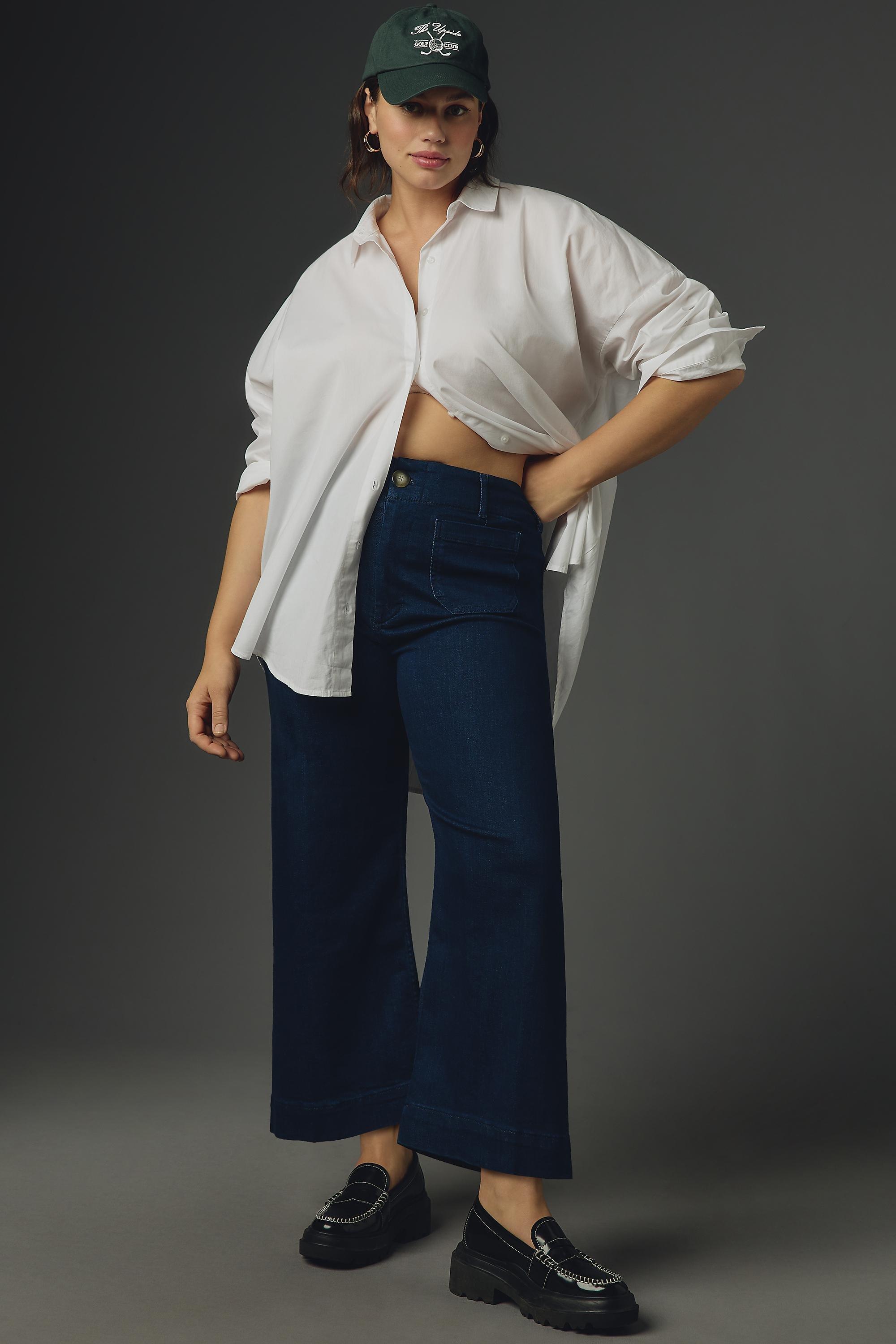 By Maeve The Colette Denim Cropped Wide-Leg Jeans, Navy, Blue, large image number 5