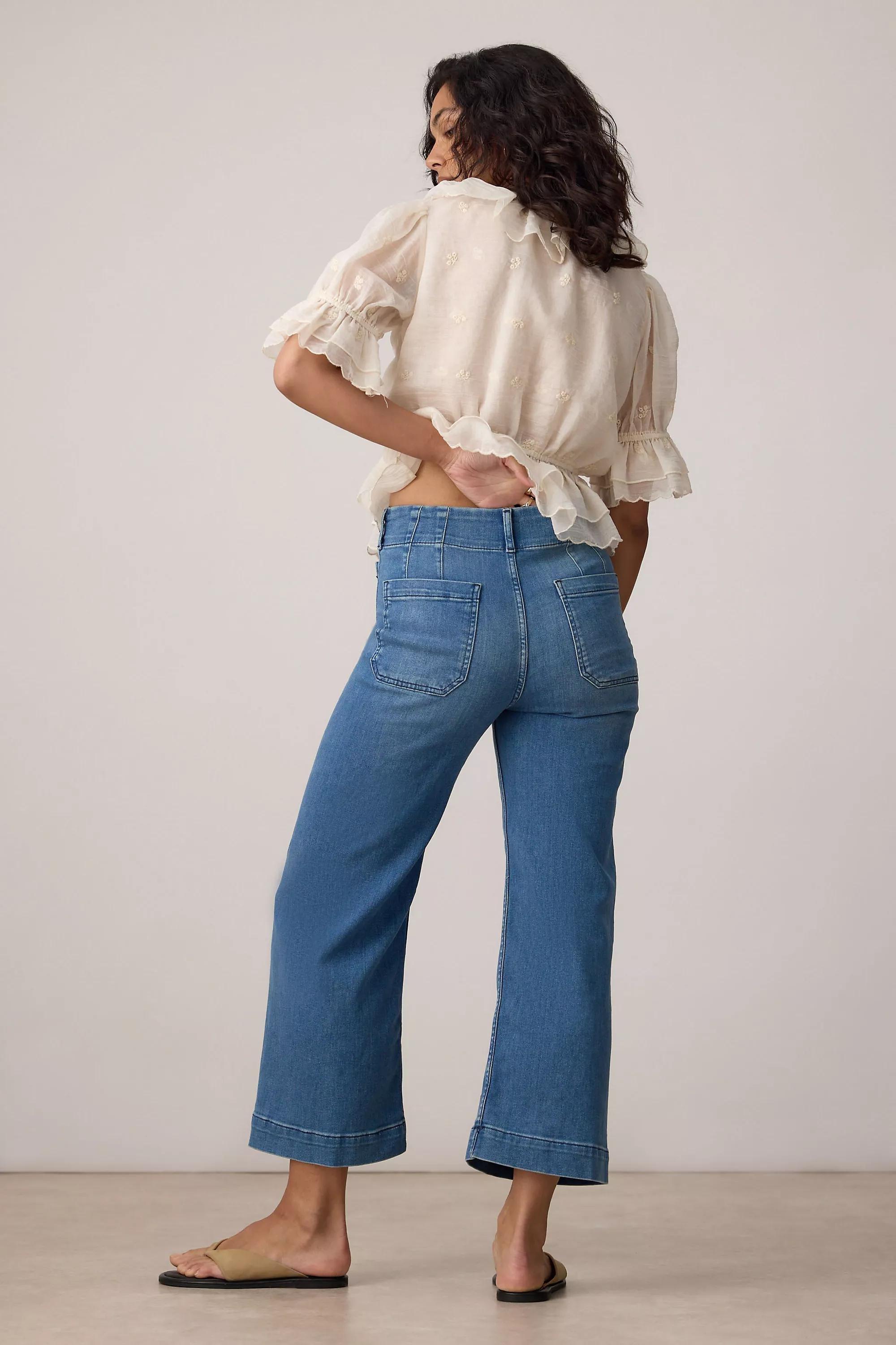 By Maeve The Colette Denim Cropped Wide-Leg Jeans , Blue, Blue, large image number 0