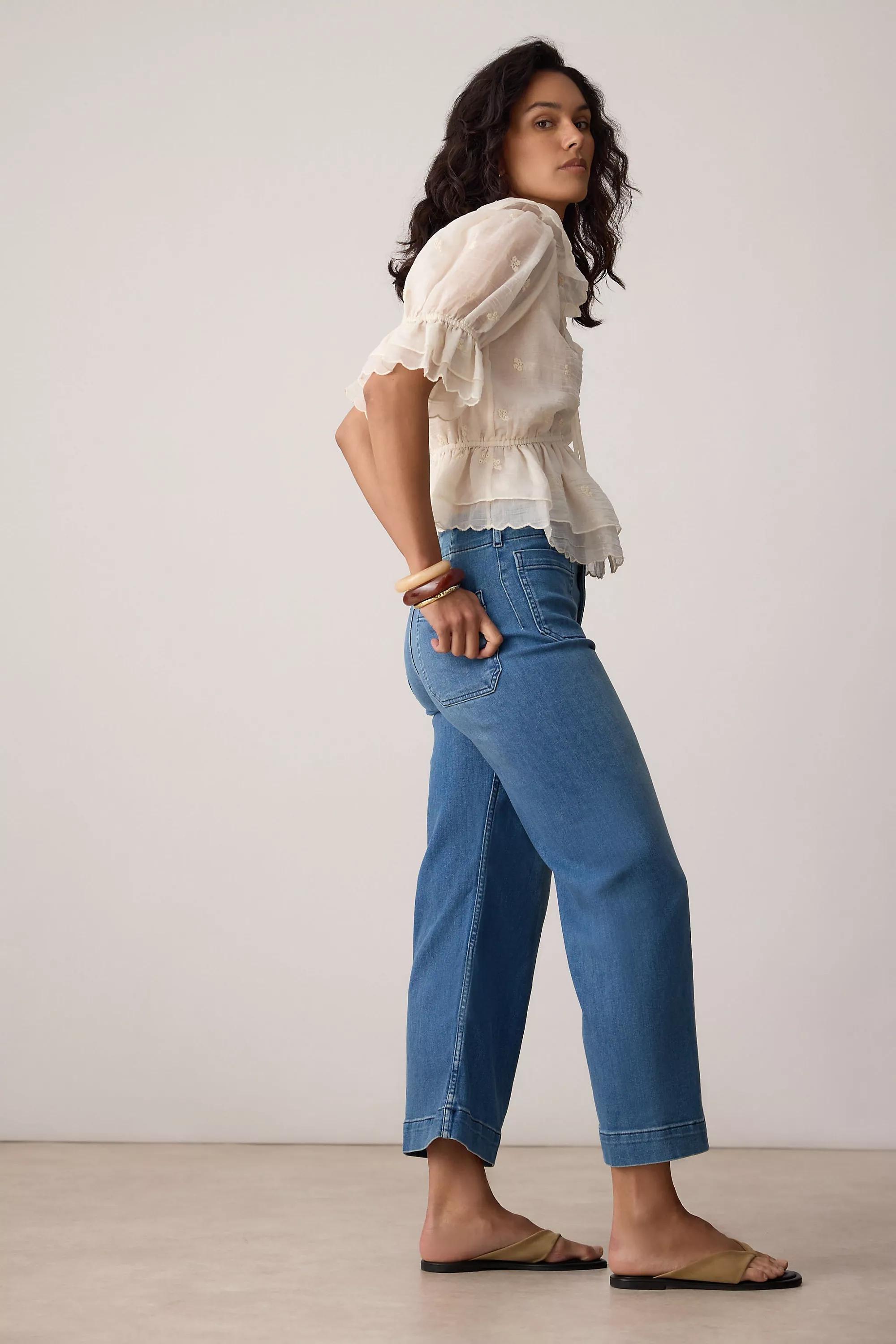 By Maeve The Colette Denim Cropped Wide-Leg Jeans , Blue, Blue, large image number 2