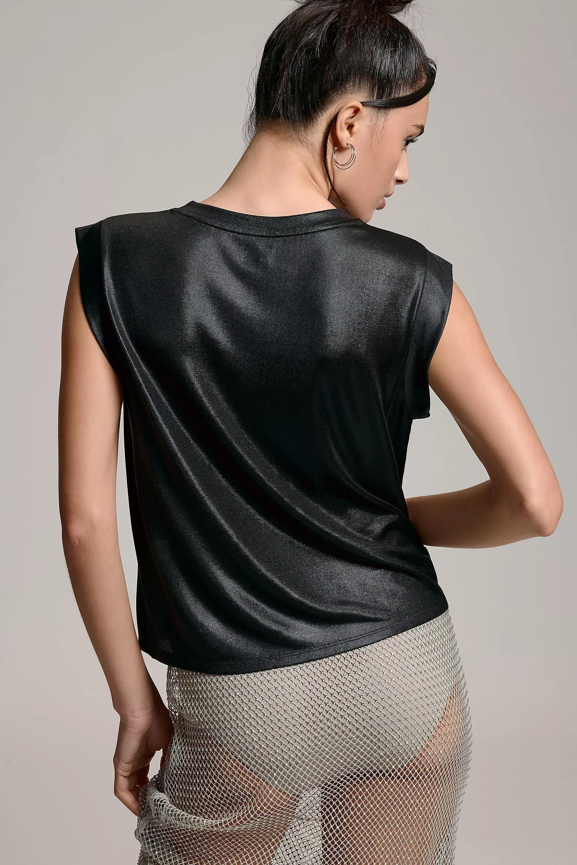 Porridge Shine Muscle Tee, Black, A501_0001, large image number 2