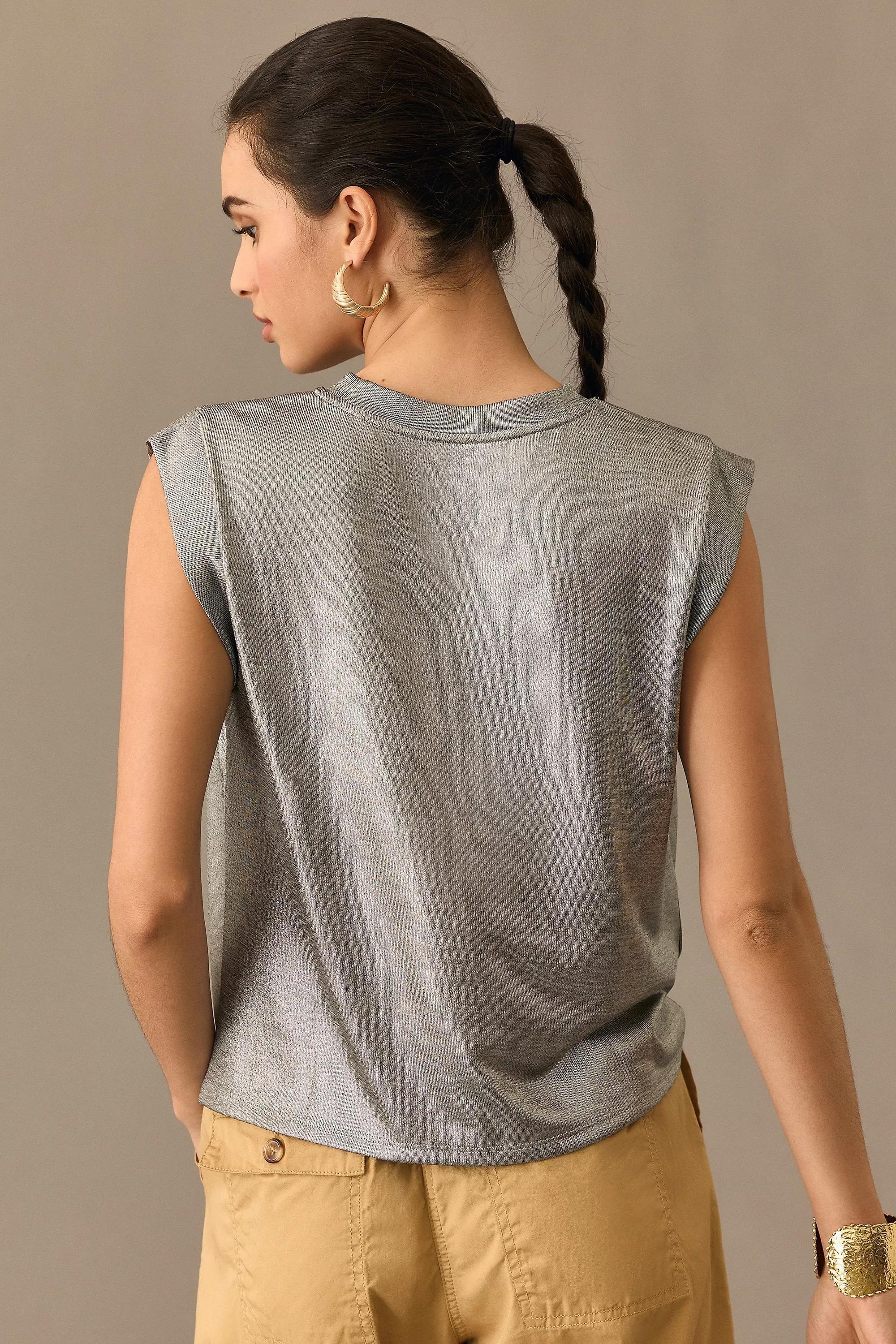 Porridge Shine Muscle Tee, Grey, A501_0007, large image number 1
