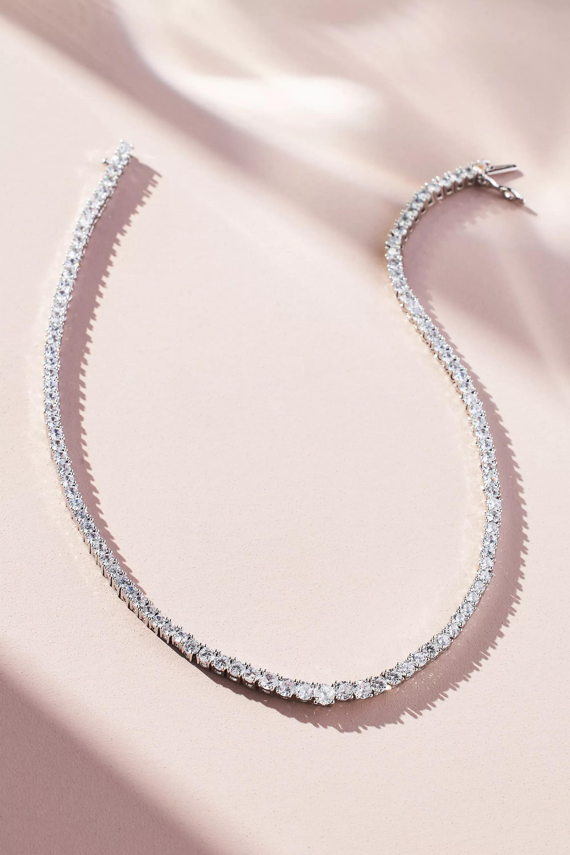 14K Gold Tennis Necklace, White, A501_0010, large image number 0