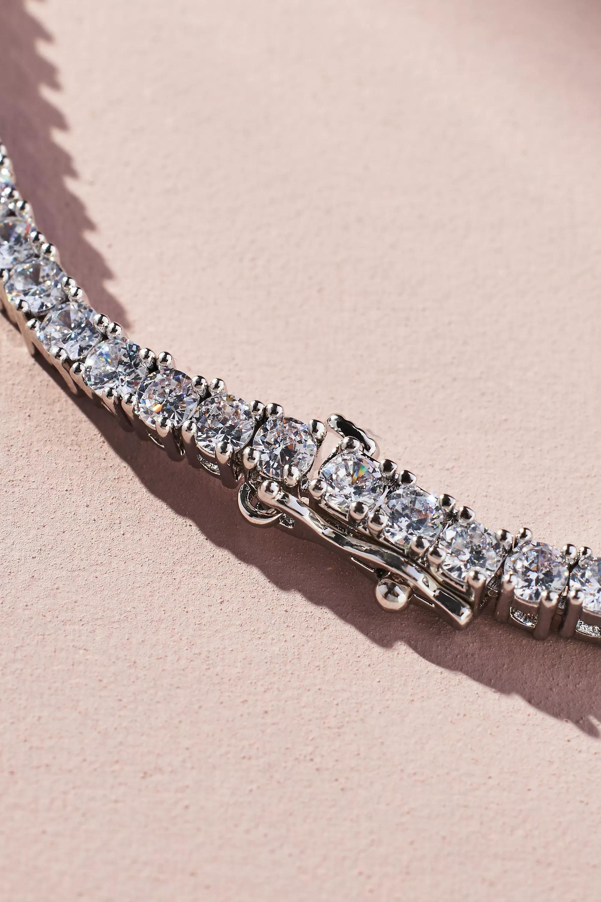 14K Gold Tennis Necklace, White, A501_0010, large image number 1