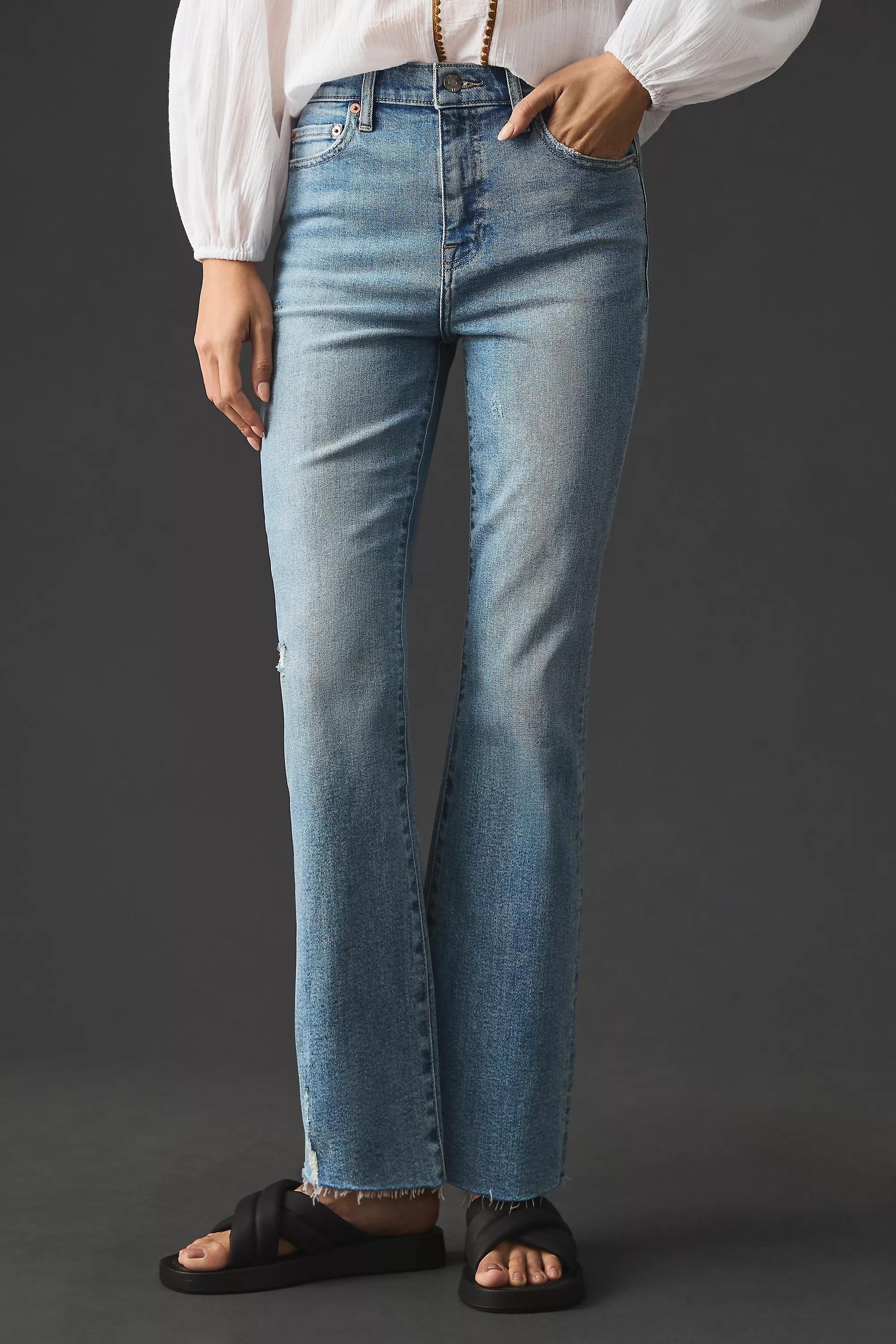Denim High-Rise Cropped Bootcut Jeans, Blue, , large image number 1