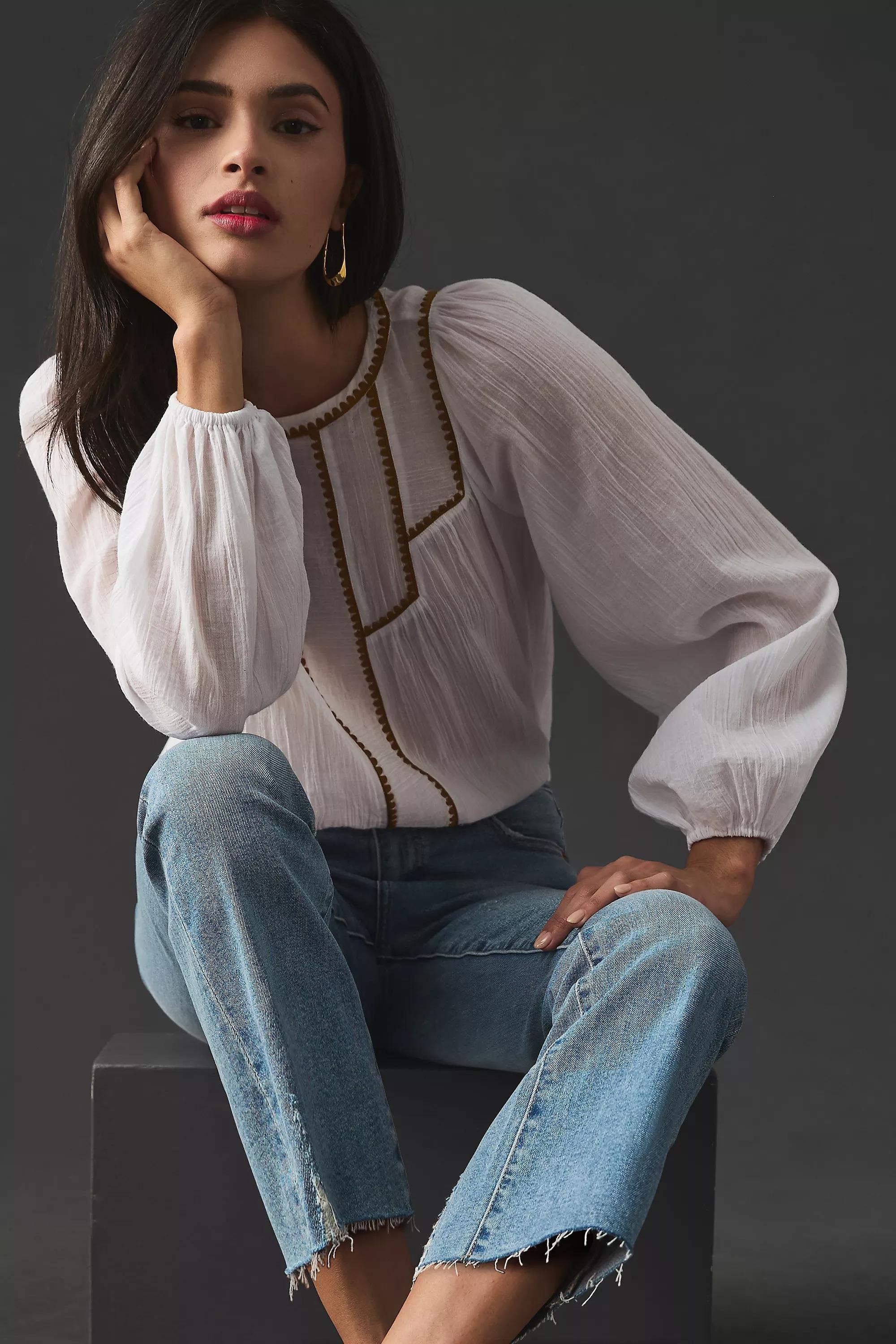 Denim High-Rise Cropped Bootcut Jeans, Blue, , large image number 2