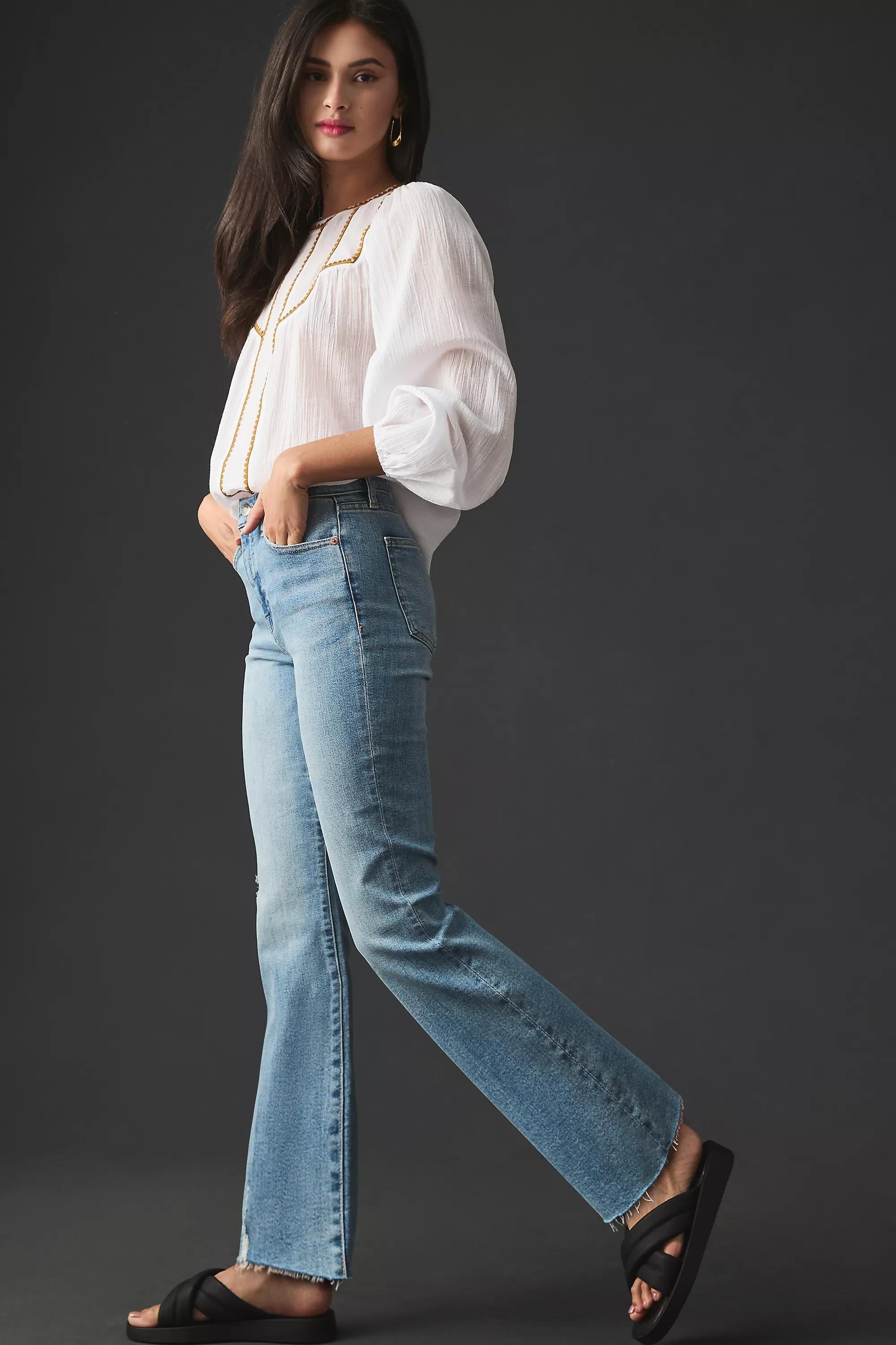 Denim High-Rise Cropped Bootcut Jeans, Blue, , large image number 4