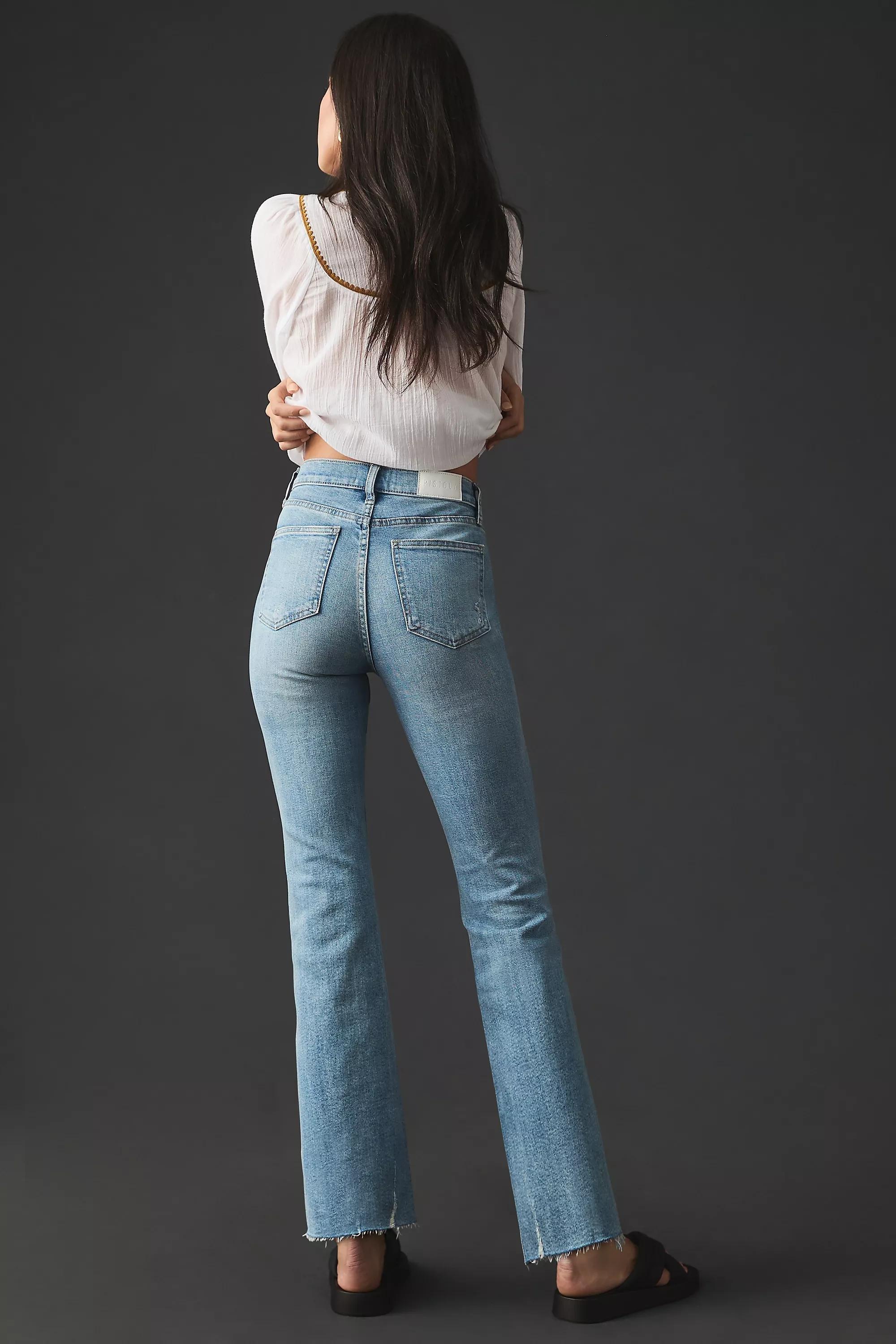 Denim High-Rise Cropped Bootcut Jeans, Blue, , large image number 5