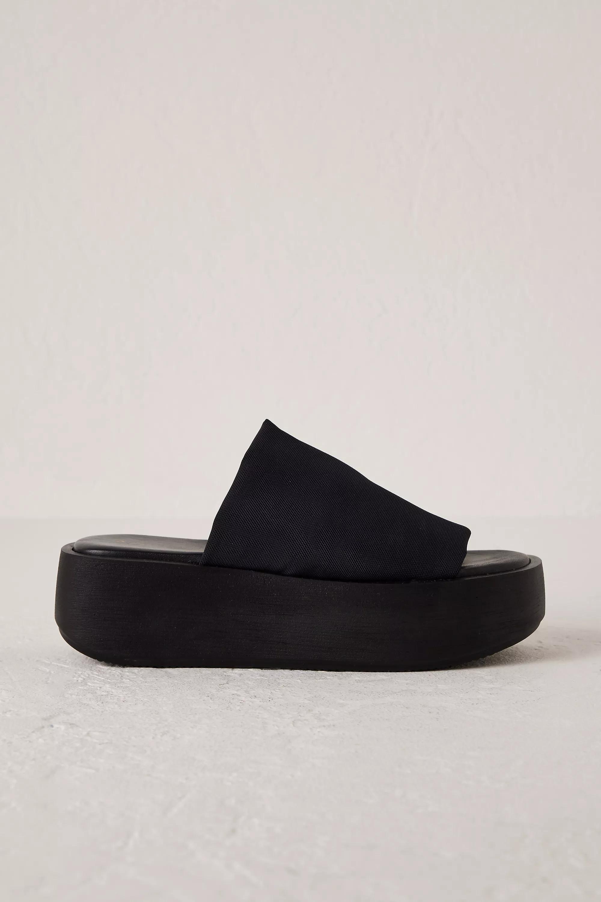 By Anthropologie Platform Slide Sandals, Black, A501_0001, medium
