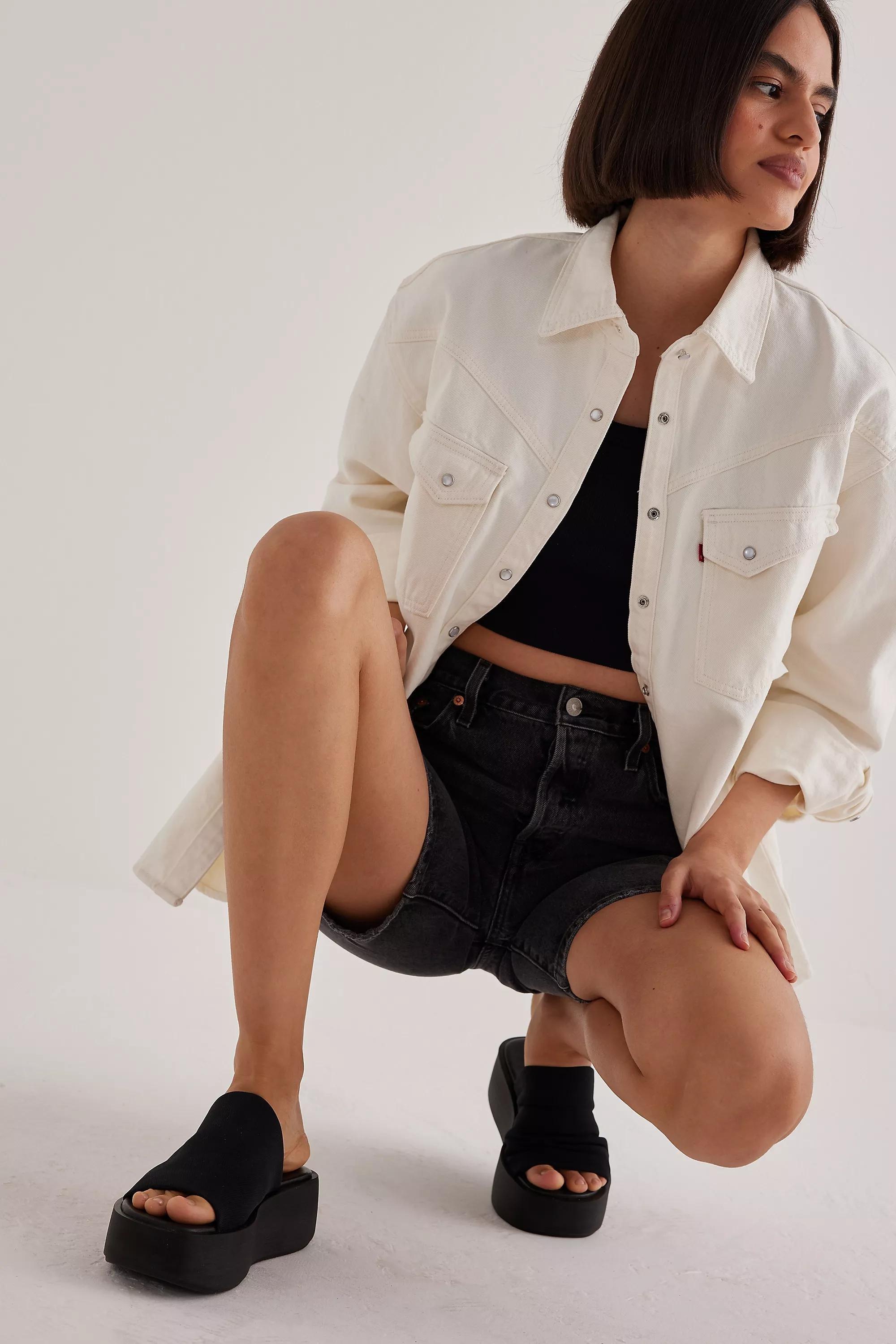 By Anthropologie Platform Slide Sandals, Black, A501_0001, medium