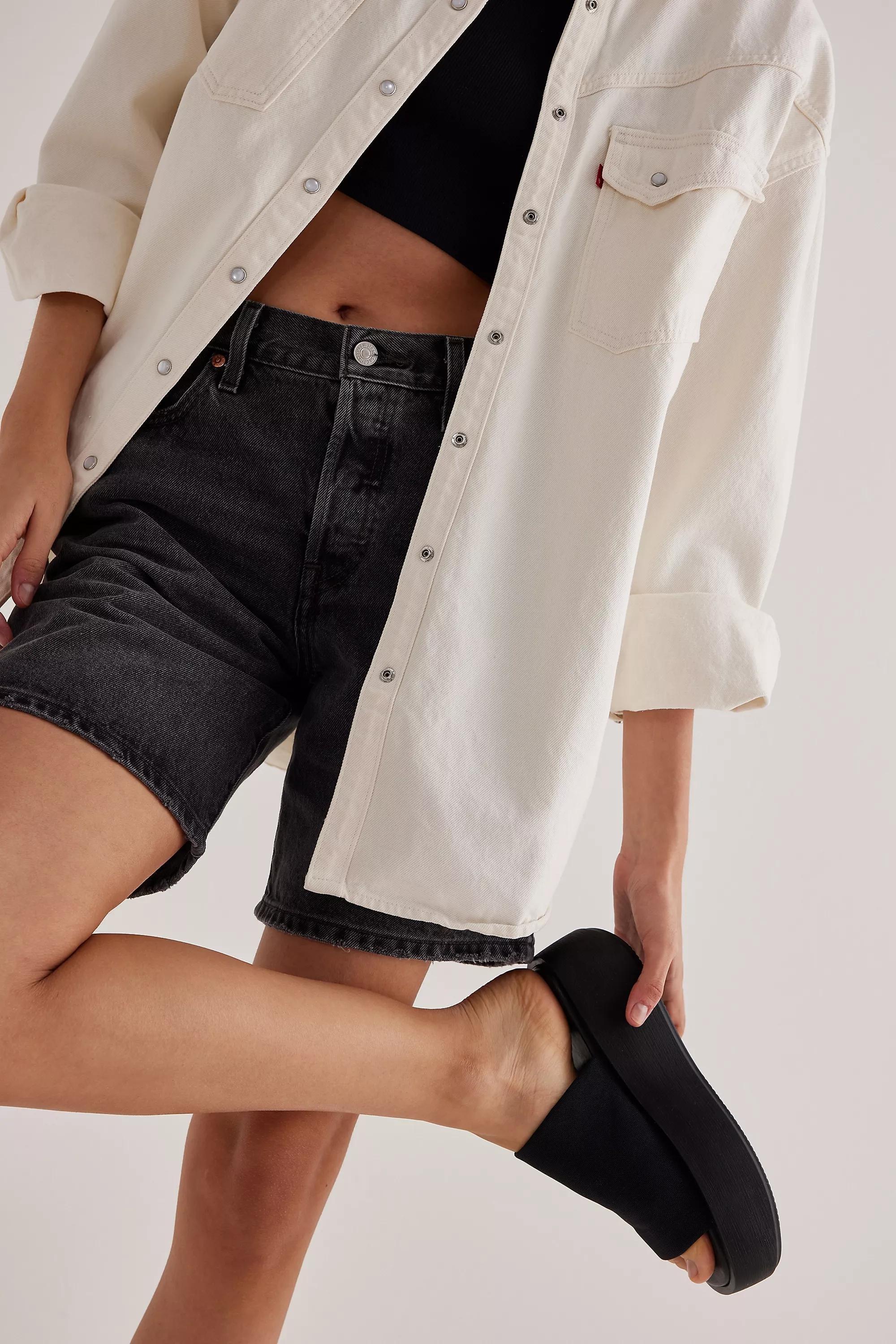 By Anthropologie Platform Slide Sandals, Black, A501_0001, medium