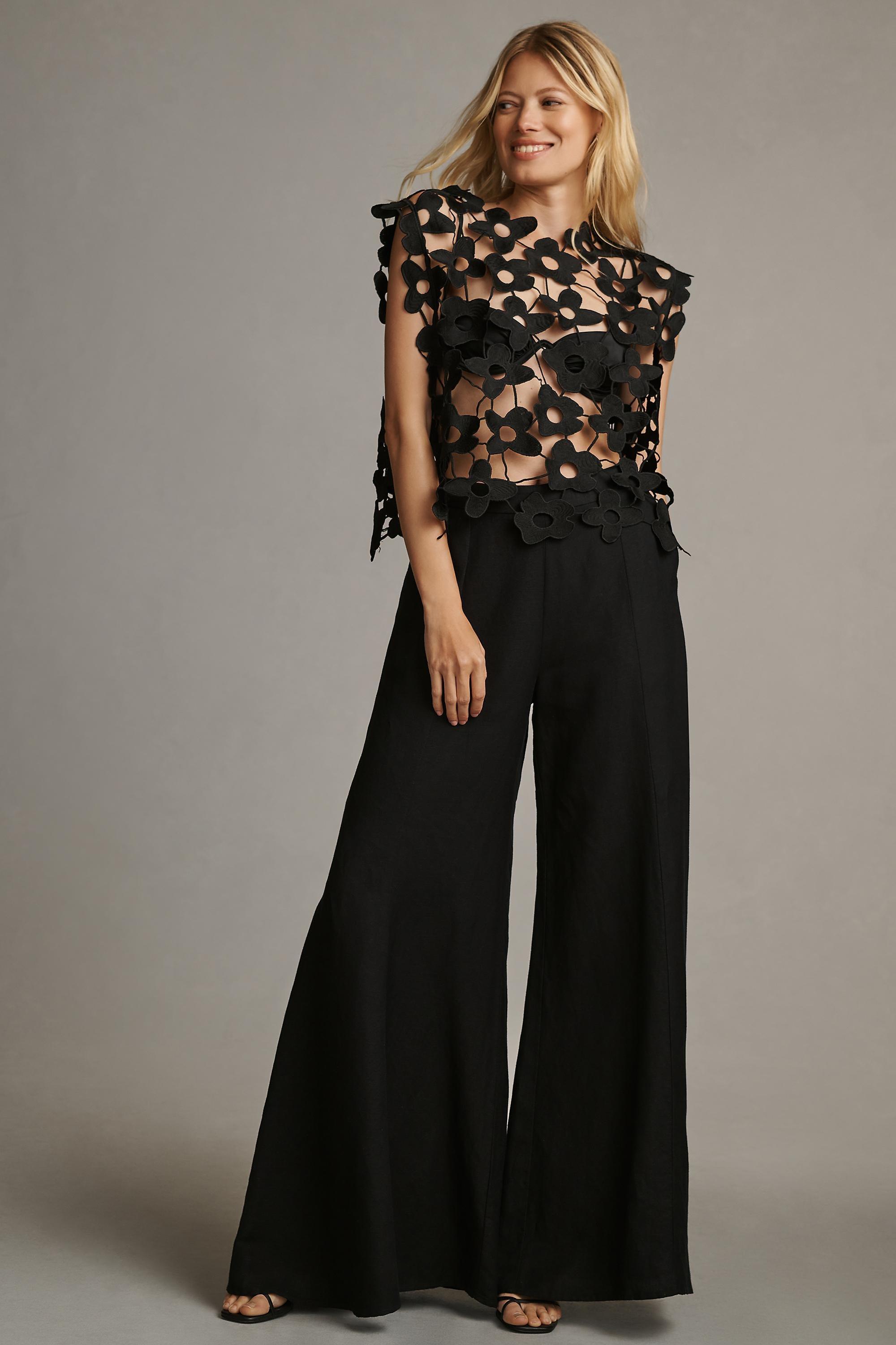 Anthropologie Applique Vest Top, Black, A501_0001, large image number 2