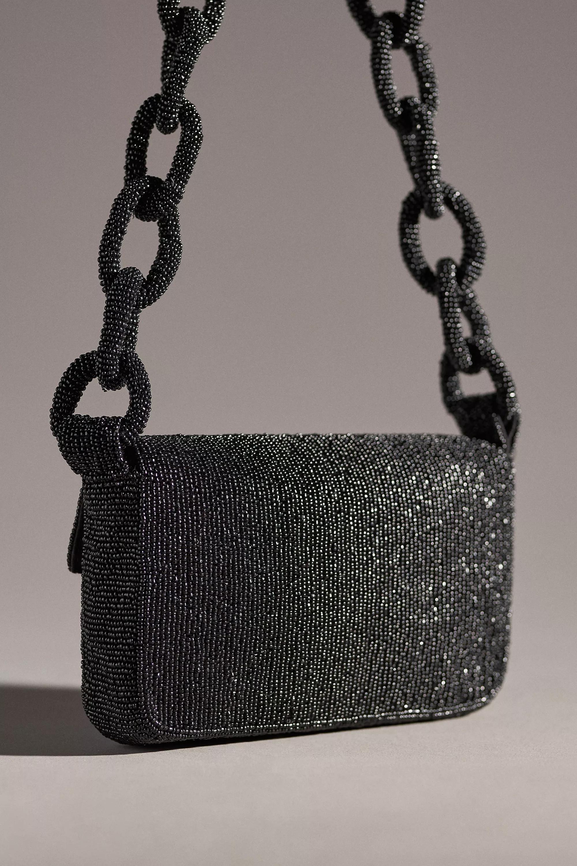 The Fiona Beaded Bag: Chain Edition, Black, A501_0001, large image number 1