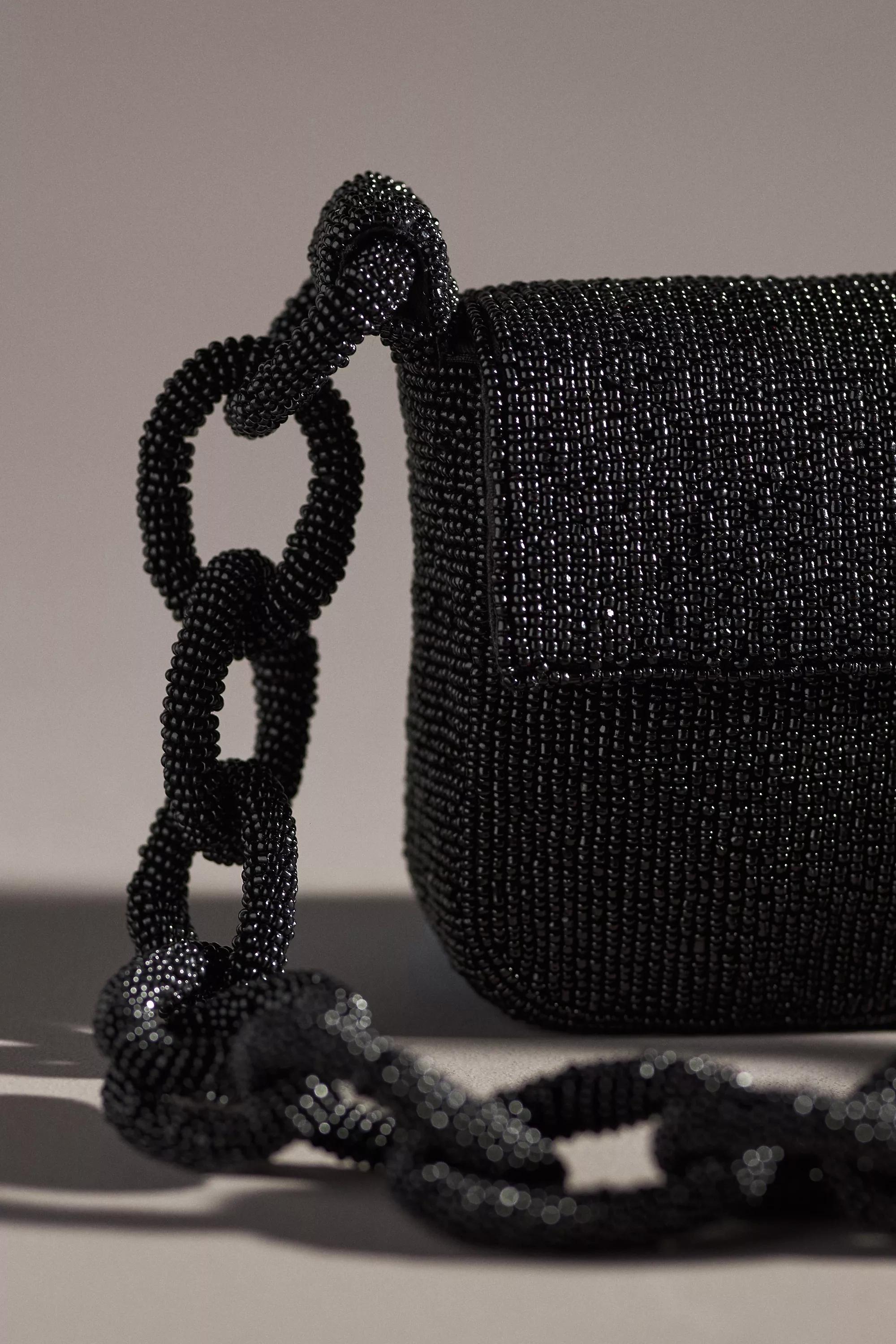 The Fiona Beaded Bag: Chain Edition, Black, A501_0001, large image number 2