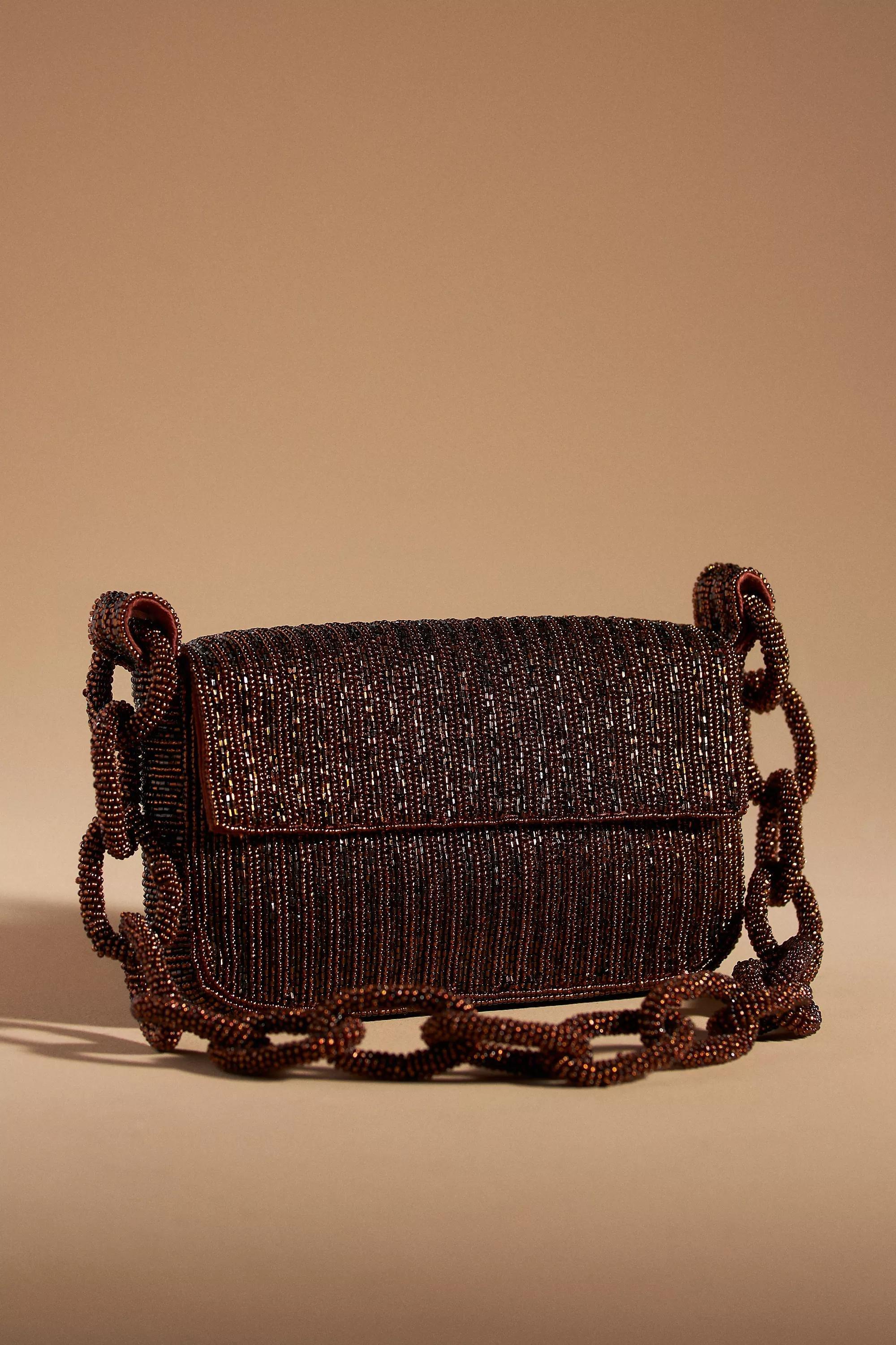 The Fiona Beaded Bag: Chain Edition, Brown, , medium