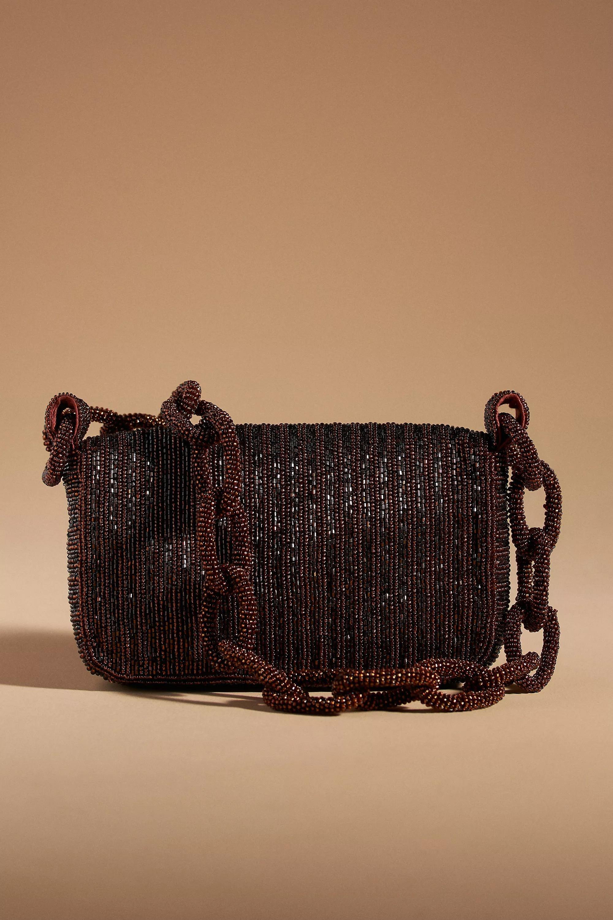 The Fiona Beaded Bag: Chain Edition, Brown, A501_0020, large image number 1