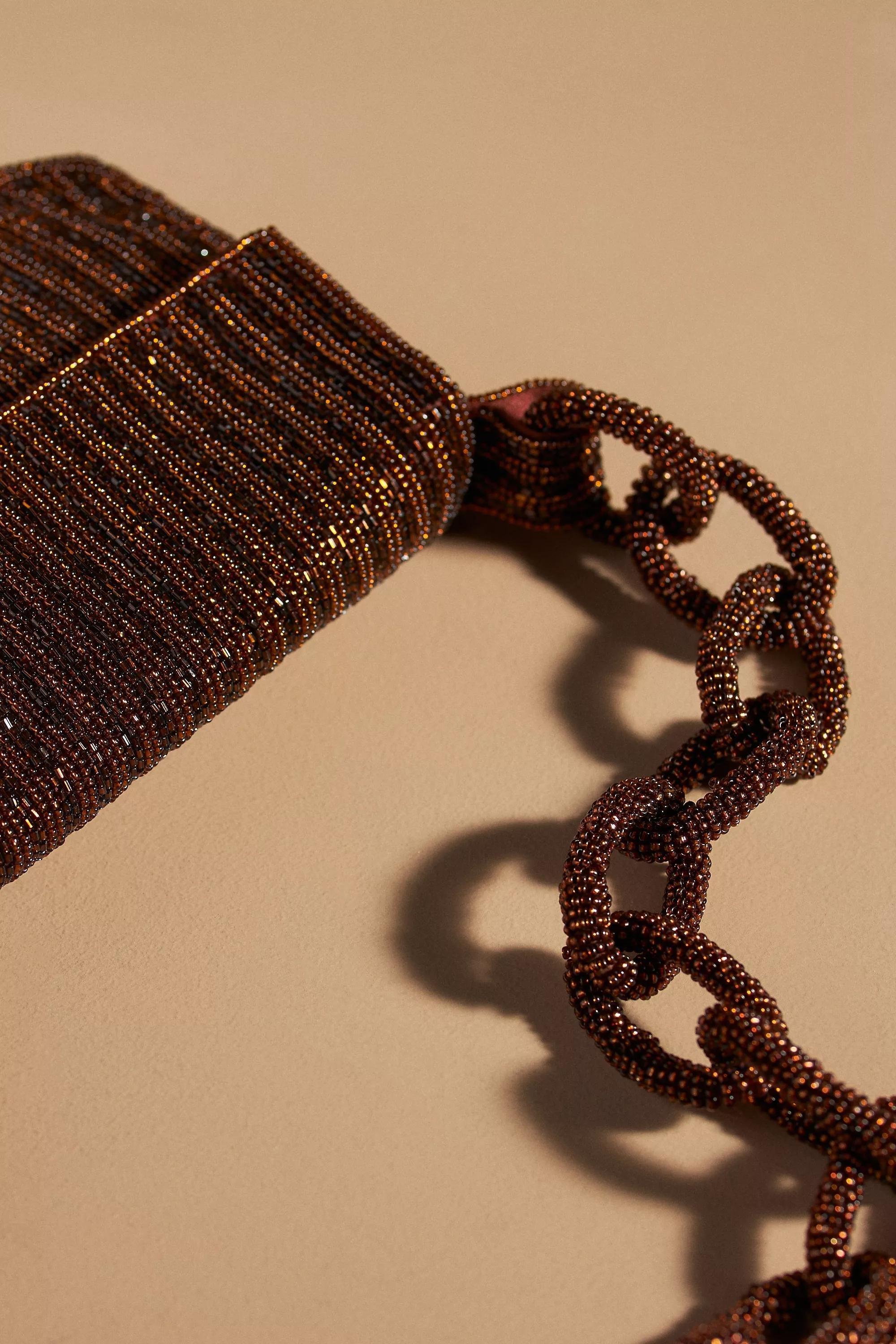 The Fiona Beaded Bag: Chain Edition, Brown, A501_0020, large image number 2