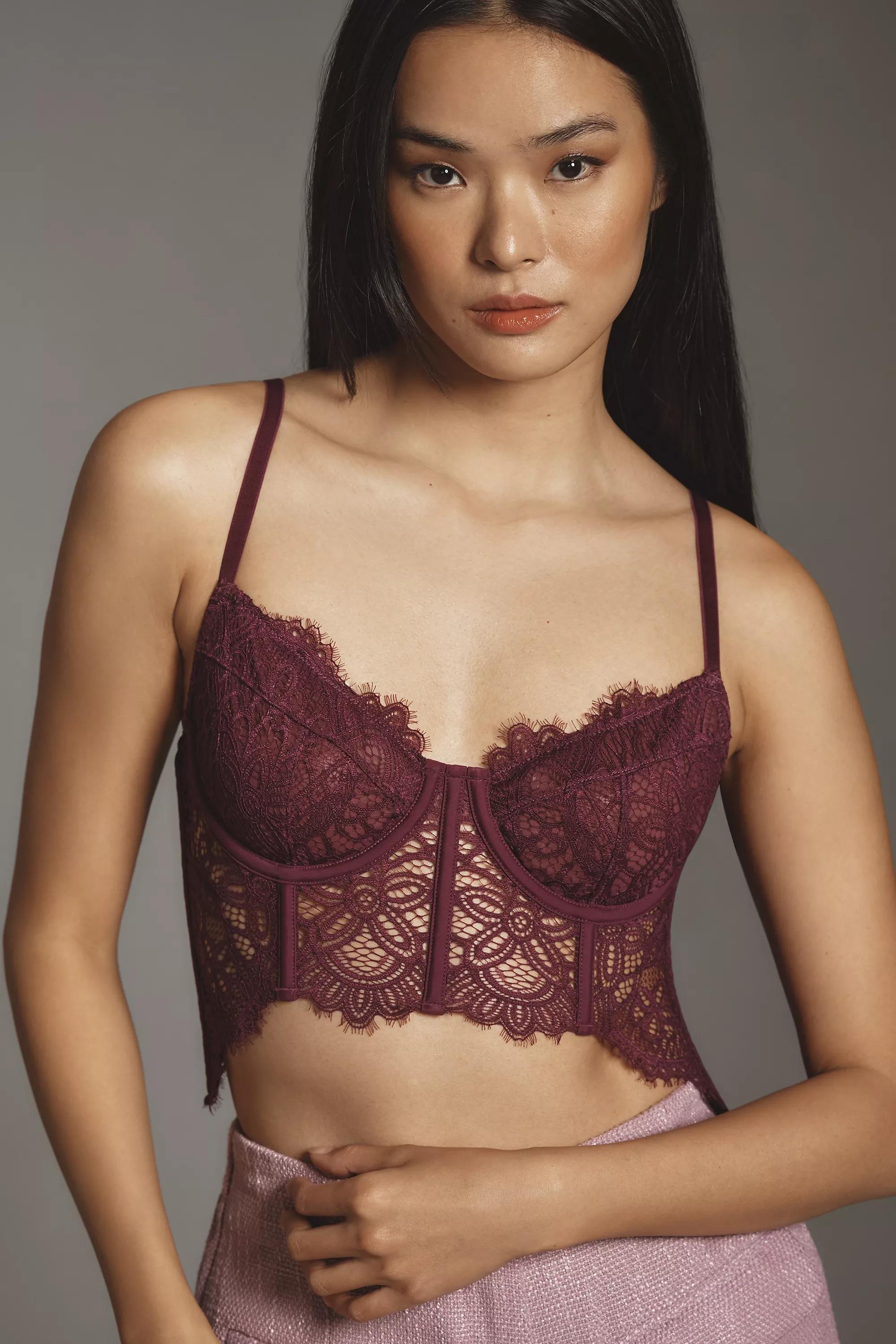 Anthropologie Crisscross Lace Up Bustier, Purple, , large image number 0