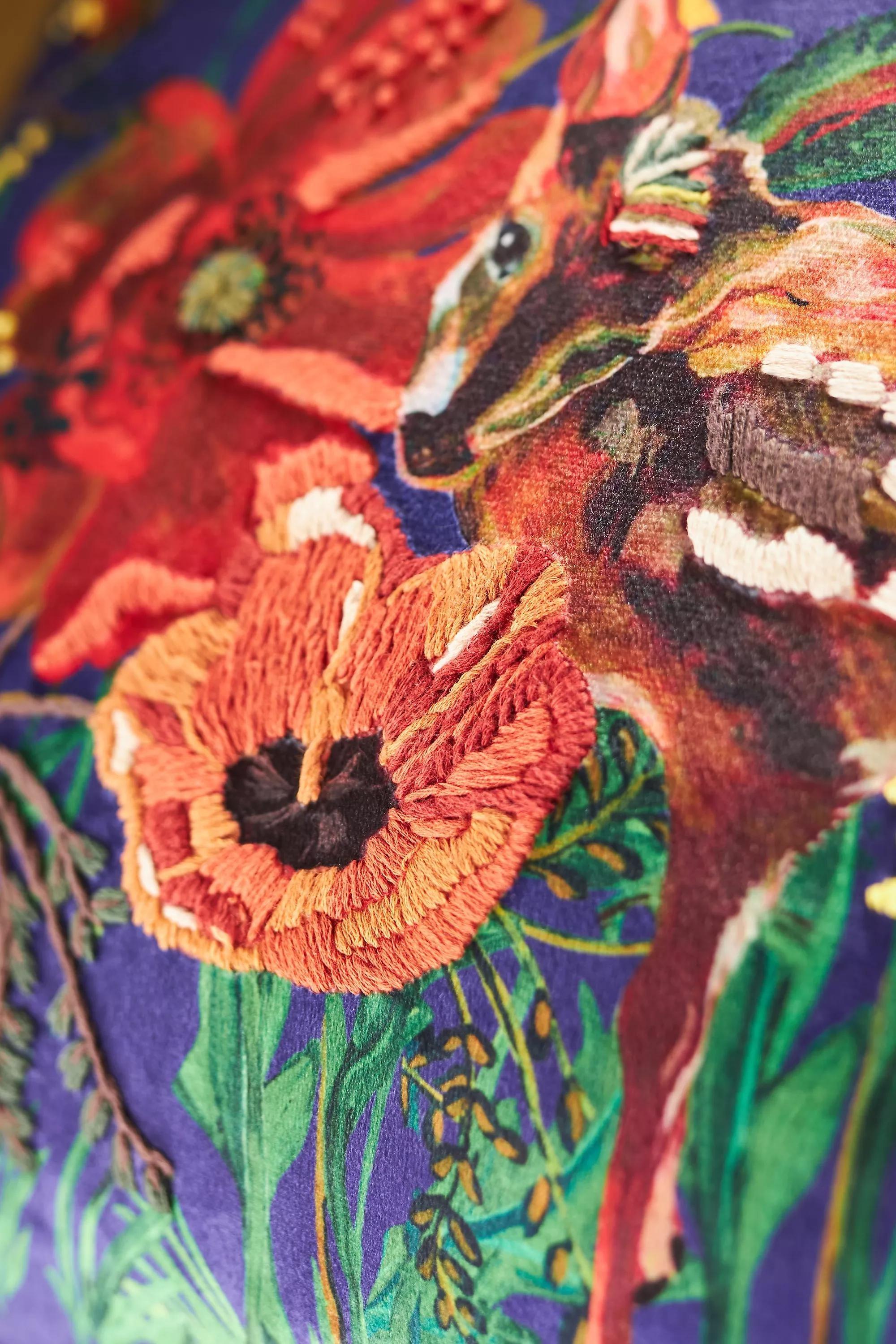 D BL Nathalie Lete for Anthropologie Embroidered Velvet Cushion, , large image number 2