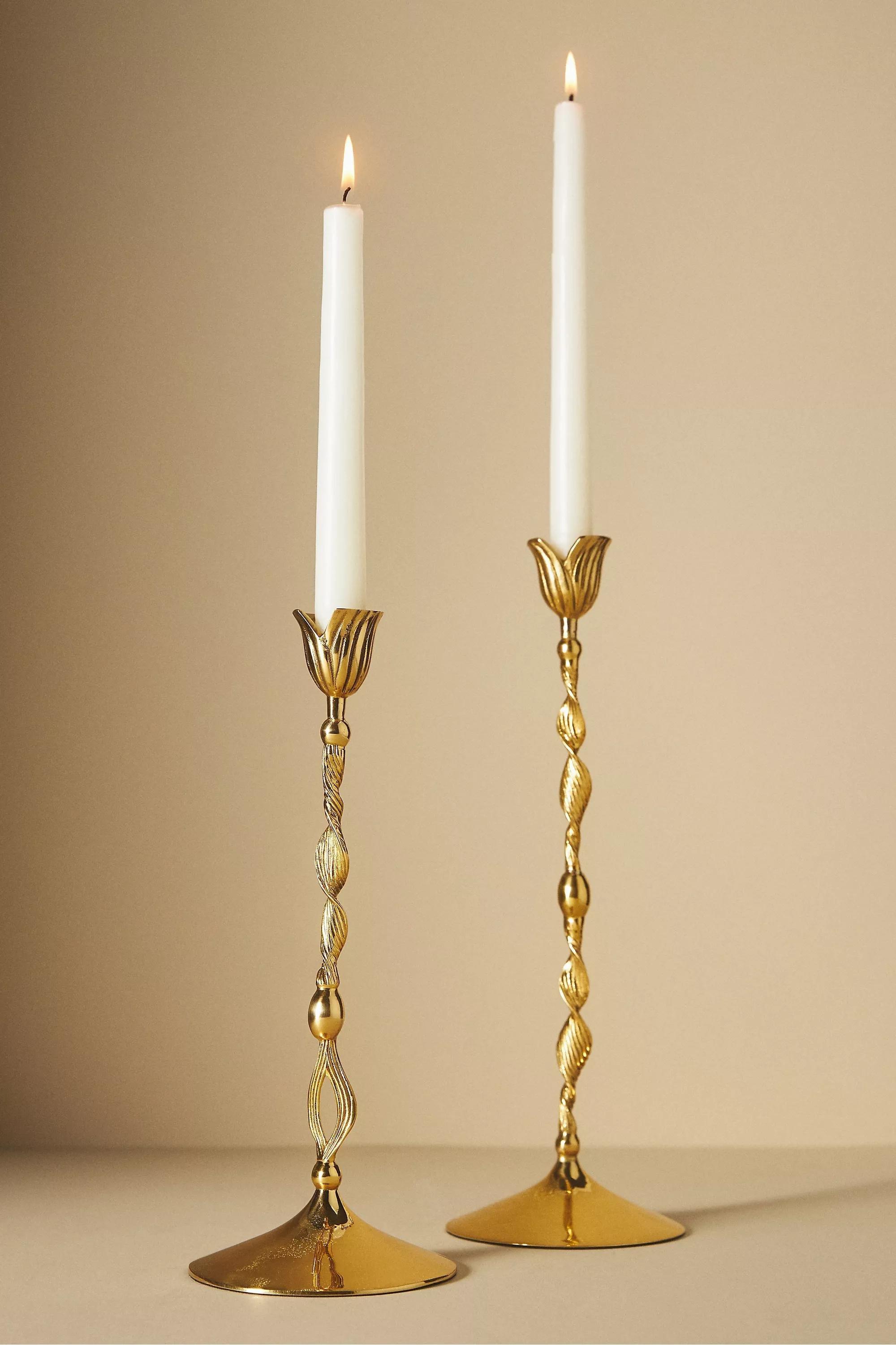 Rialto Taper Candle Holder, Gold, A501_0070, large image number 1