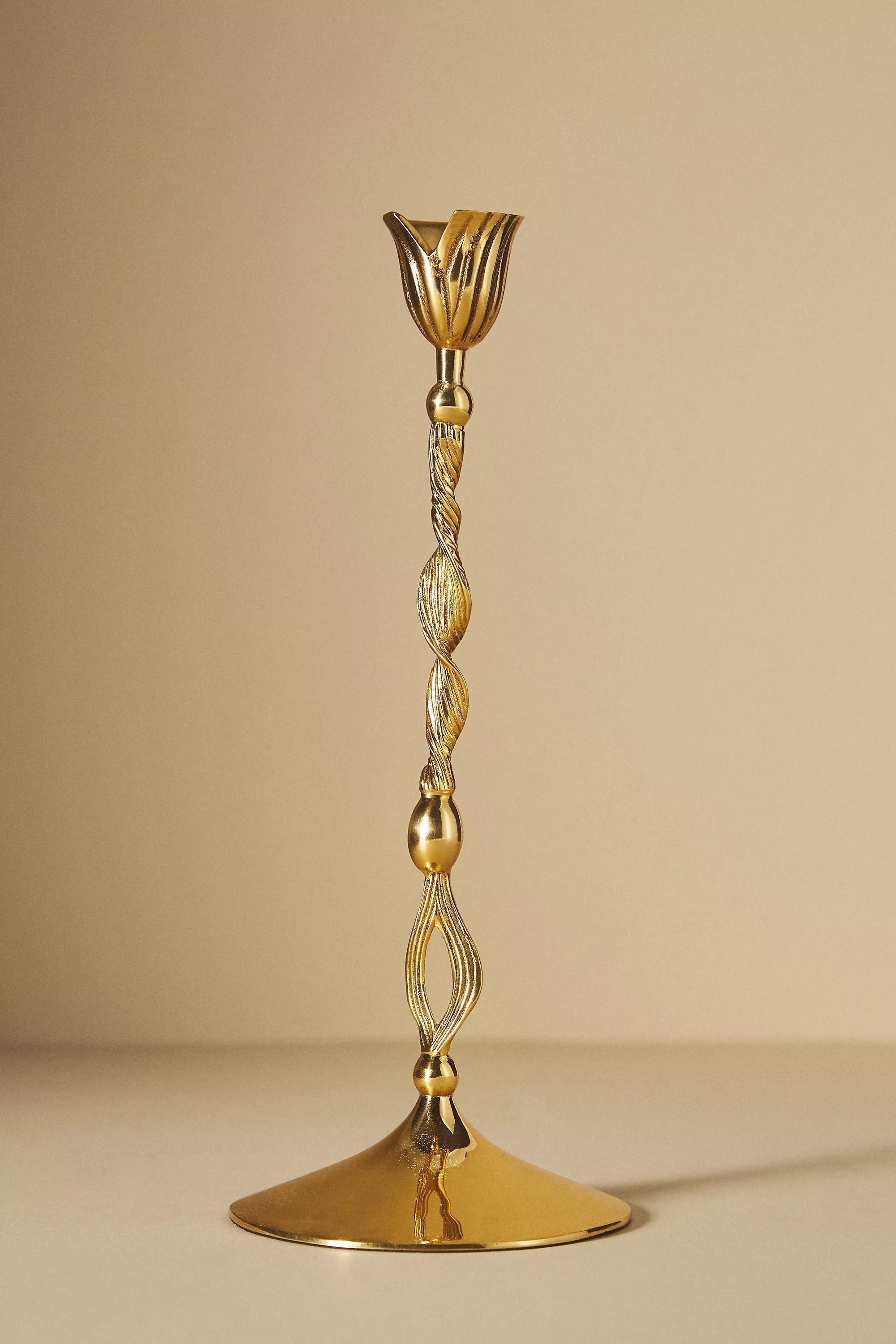 Rialto Taper Candle Holder, Gold, A501_0070, large image number 2